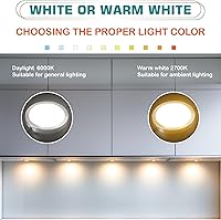 Vista 5 de Luces LED redondas de disco, kit de luces decorativas para debajo del gabinete, cable duro de 110 voltios y enchufe, cadena de margarita, control