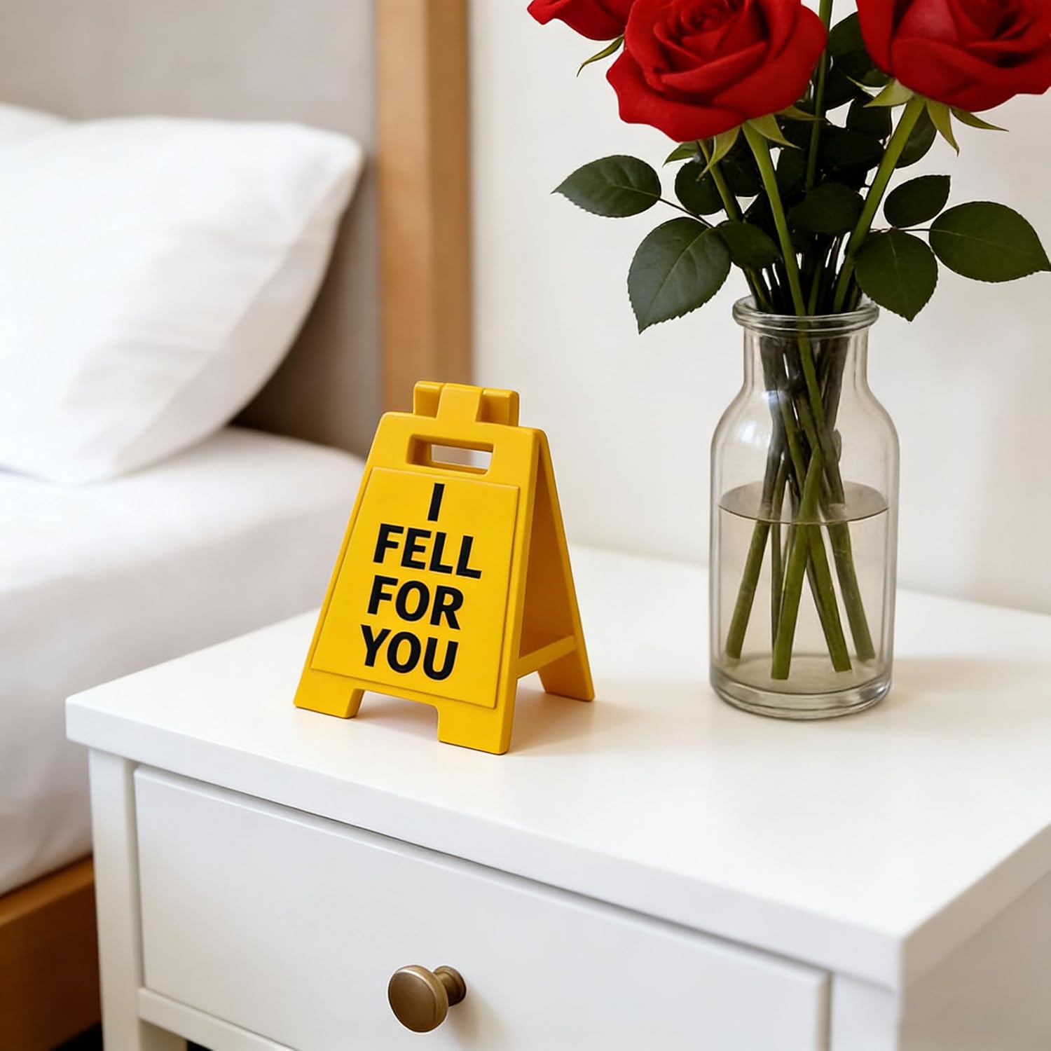 Assorted Color Mini Warning Sign Decor,I Fell For You Tabletop Sign for Bedroom and Party Decor floor-stand-signs