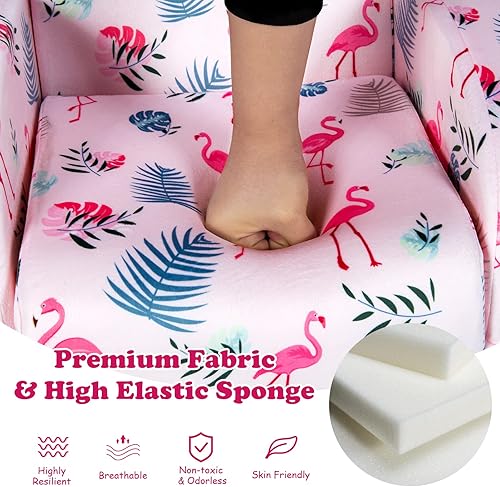 Miniatura 8 de HONEY JOY Sofá para niños, sofá plegable convertible 3 en 1 para niños, cómoda tumbona abierta y silla de dormir para jugar siesta, sofá plegable de