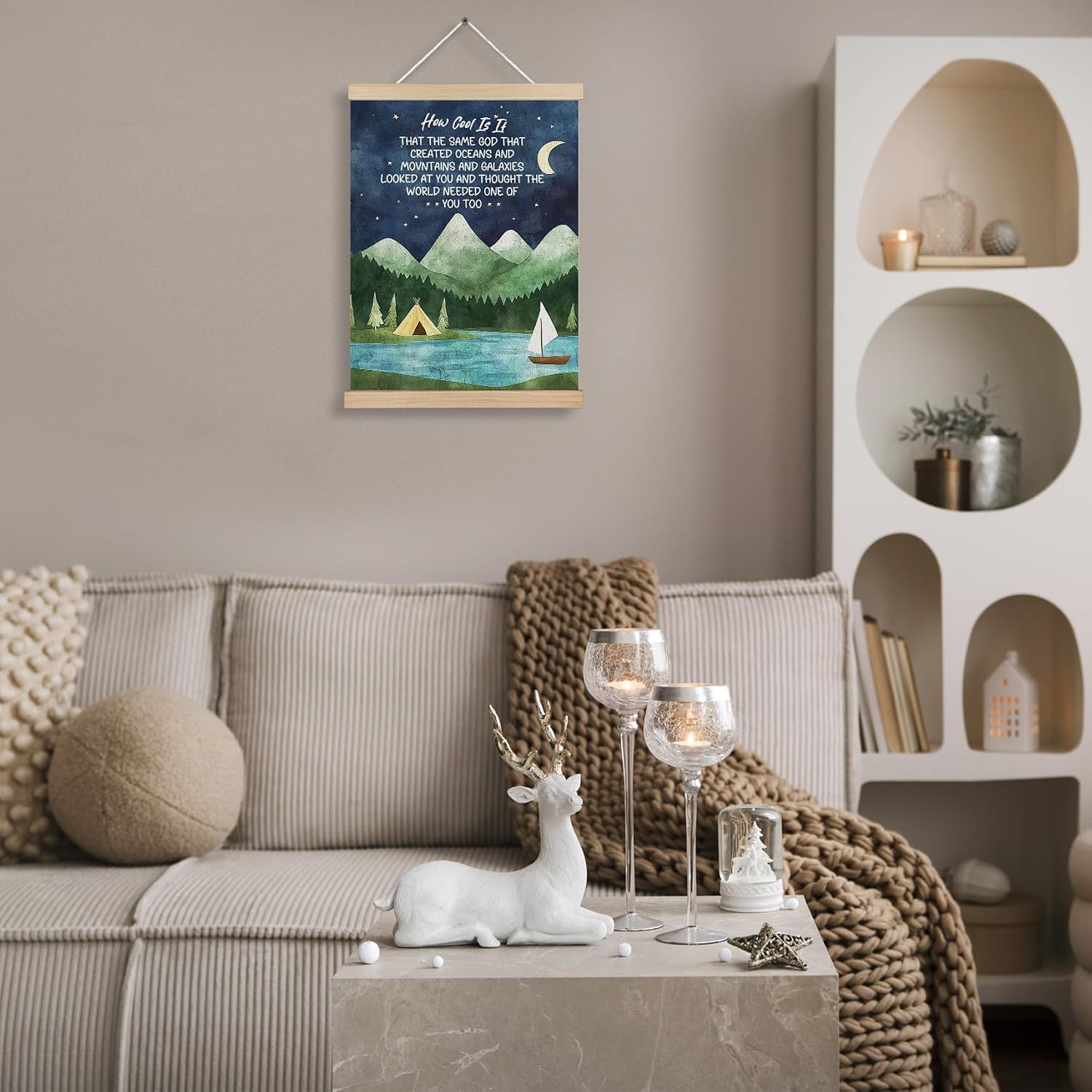 FITIE Christian Wall Art How Cool is It That the Same God Creation Inspirational Quotes Mountain Canvas Wall Decor for Home Bedroom Living Room Office,Inspirational Mountain Night Sky Christian Canvas Wall Art Poster, 12x16 Inches image 4