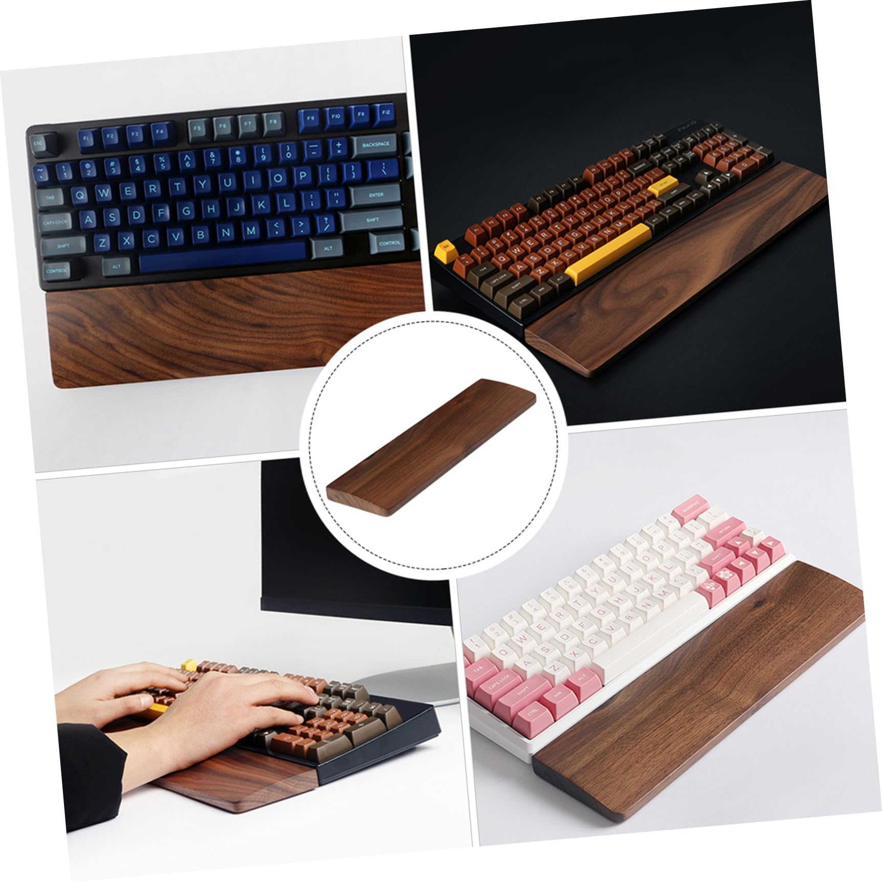 Poggiapolsi in Noce 440x80 Mm, Supporto Ergonomico