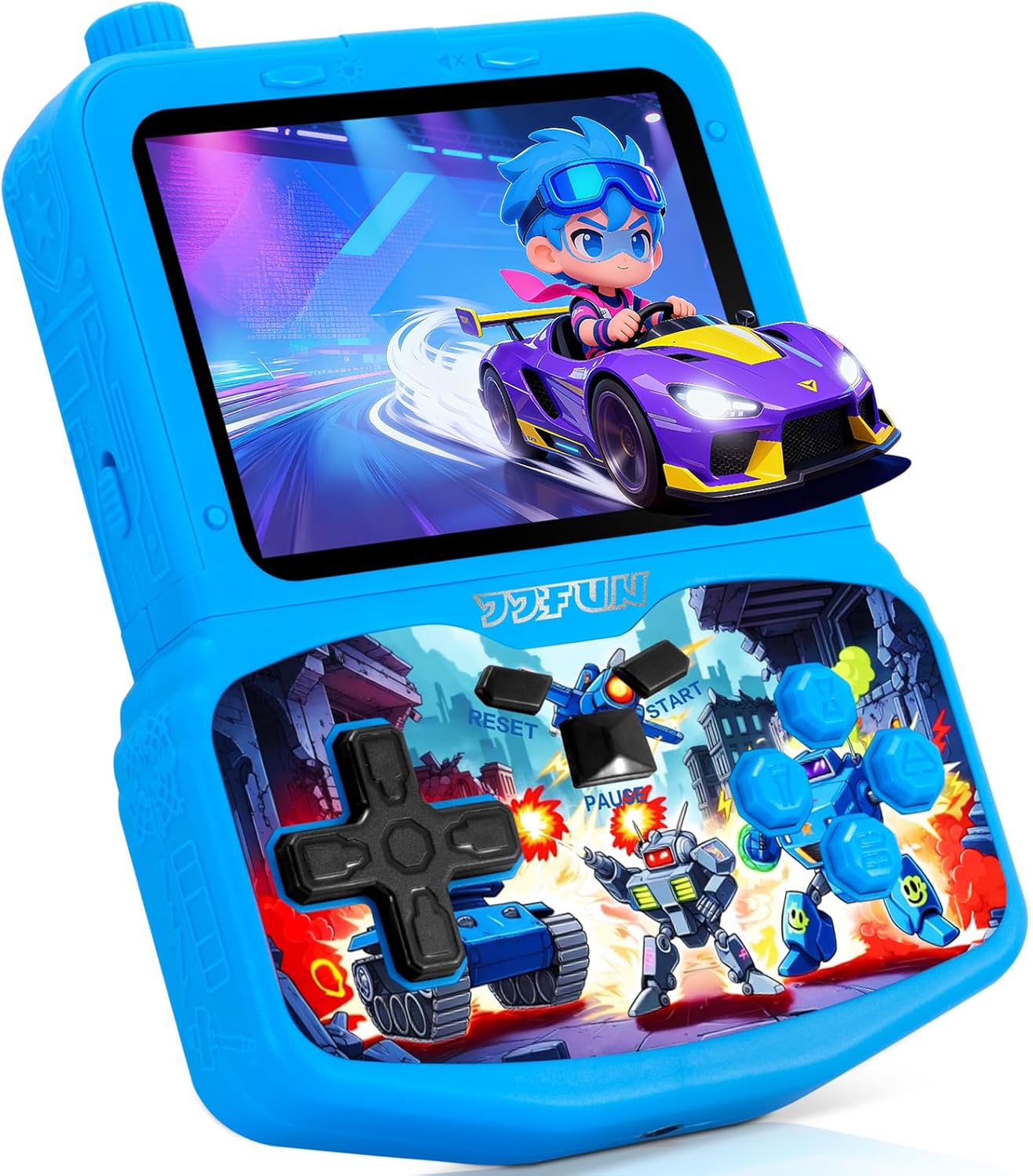 Handheld Game Console for Kids, Preloaded 220 Retro Games, 3.5” HD IPS Screen Brightness Adjustable, Rechargeable, One-Touch Mute, Best Birthday Gift Toys for Boys Girls 4 5 6 7 8 9 10-Blue