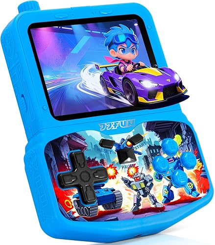 Reproductor de juegos portátil recargable para niños, cuenta con 220 juegos retro, pantalla HD IPS de 3.5 pulgadas (brillo ajustable), soporte