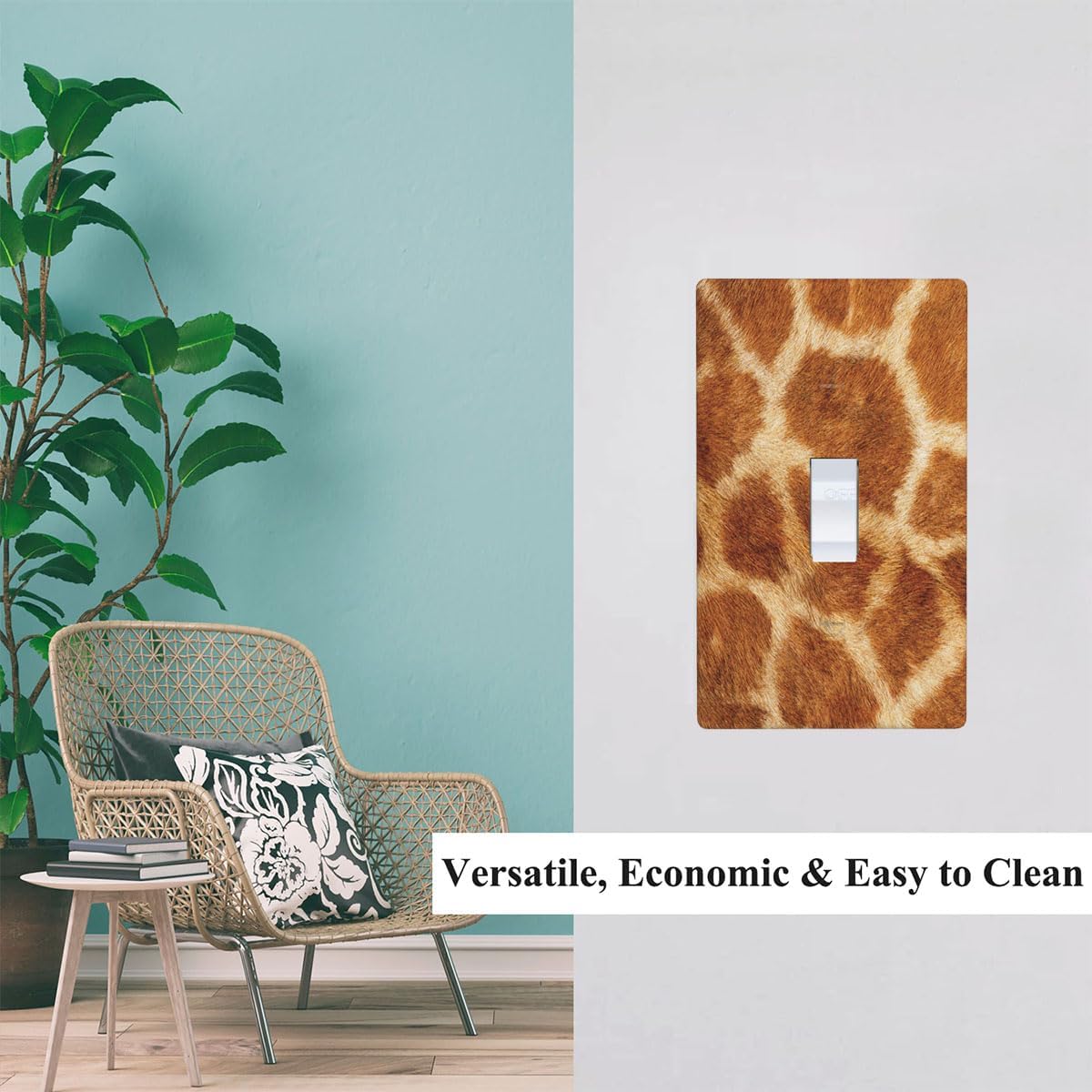 Giraffe Light Switch Cover Plate Safari Wild Life Animal Skin Single Toggle Wall Plate 1 Gang Switchplate Home Decor for Living Room Kitchen 4.5"x 2.76"