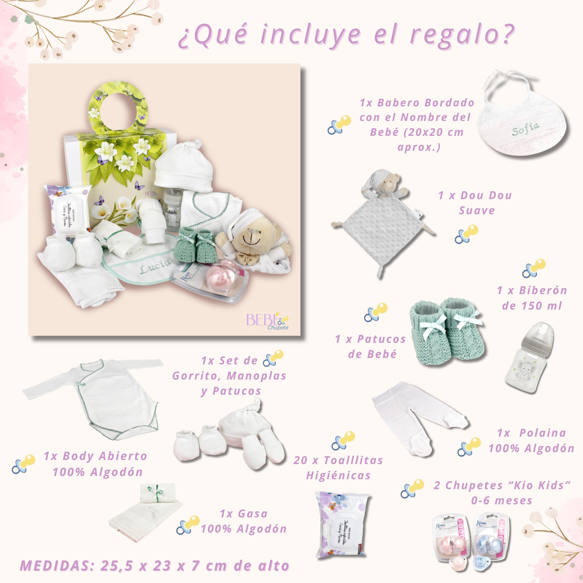 Bebe Recien Nacido- Regalo Bebe Recien Nacido Niño- Regalo Para Bebes Recien Nacidos- Regalo Recien Nacido-Cosas Para Bebes Recien Nacidos- Cesta Bebe Recien Nacido Niño-Baby Shower-Cesta Bebe (Verde)