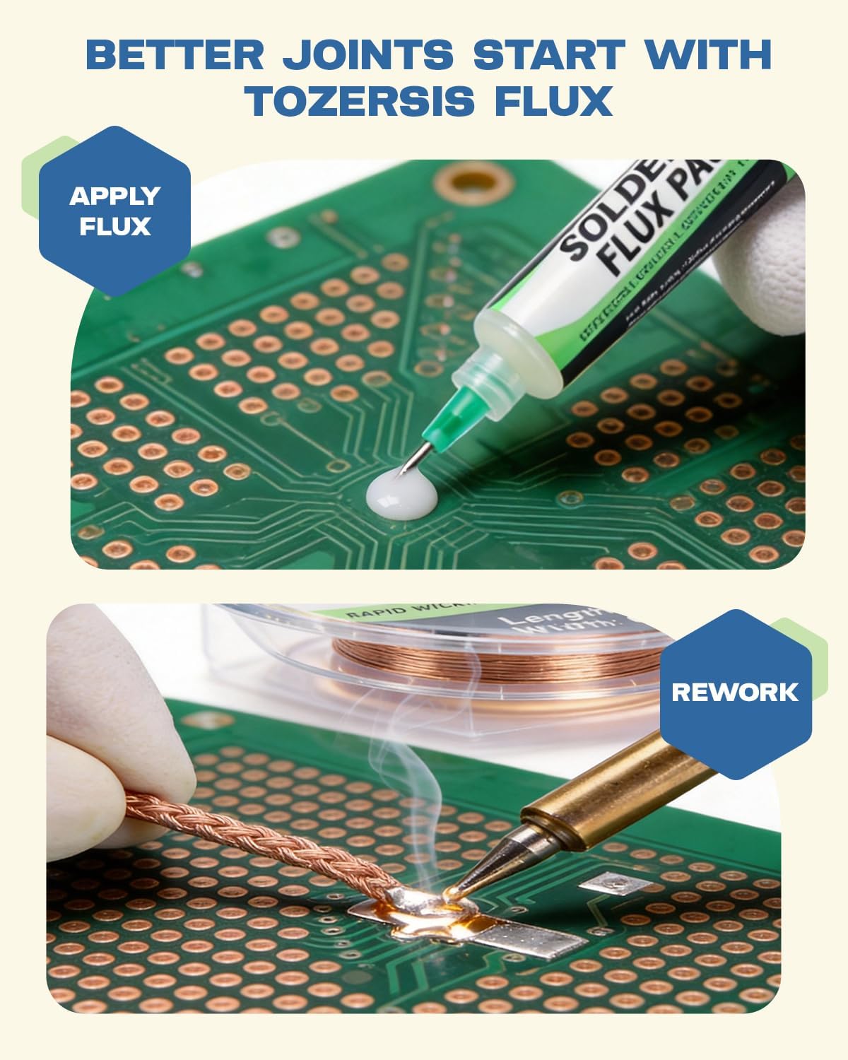 No Clean Solder Flux Paste for Electronics Repair, Lead-Free Rosin Soldering Flux, 4 Pack 10cc Syringe Flux Paste for PCB, SMD, SMT, Desoldering, DIY Soldering, Circuit Board Maintenance and Rework