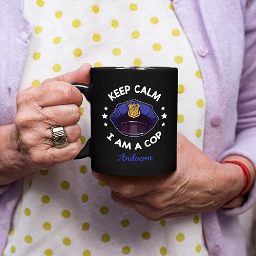 Miniatura 4 de Keep Calm I Am A Cop Mug, Customized Police Captain Gift With Name, Policeman Ceramic Cup, State Trooper Pottery Mug, Cop Porcelain Cup From Family,