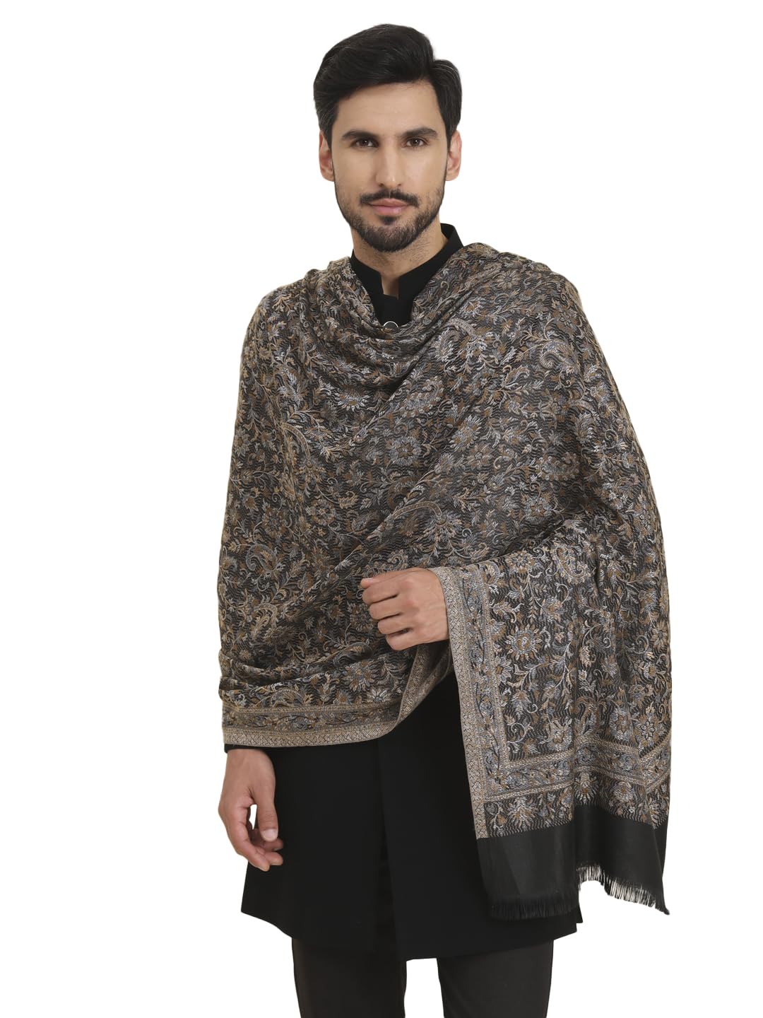 zamour Faux Pashmina Soft Jamawar Woven Jacquard Shawl for Men-picture-31