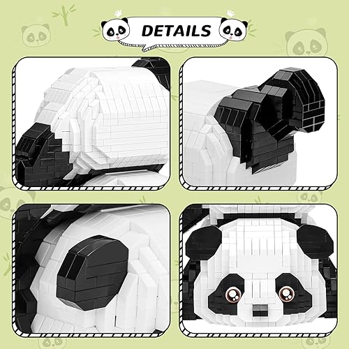 Miniatura 3 de QLT - Juego de bloques de construcción de panda lindo para bolsas de regalos, no compatible con animales de Lego, 1325 piezas de ladrillos de