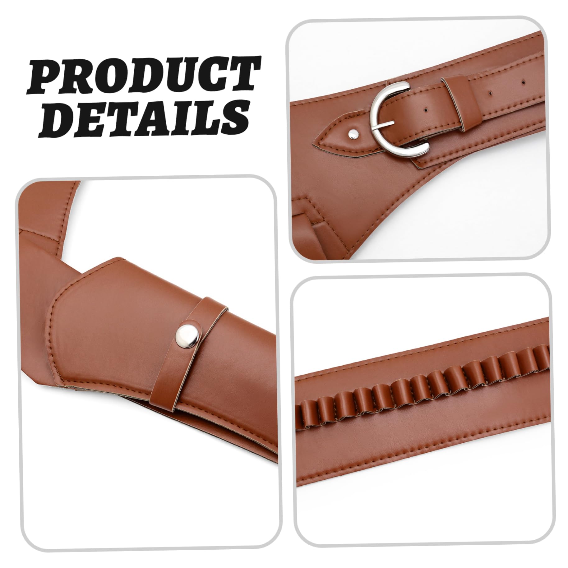 Cowboy-Holster, Leder-Cowboy-Waffengürtel, Verstellbarer Western-Waffengürtel für Cosplay, Maskerade, Party, Schwarz – Western