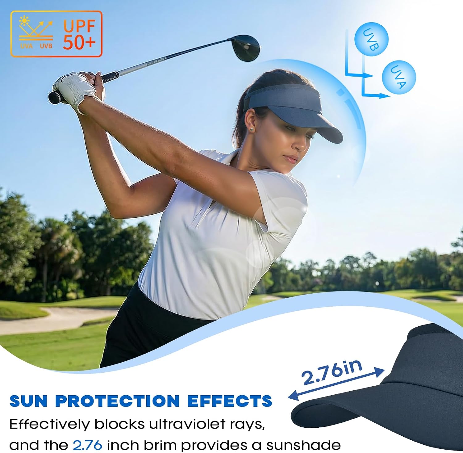Sukeen Sports Sun Visors for Women Men Running Visor with Shock Absorbing | Ultrlight Stretchy Visor Hat with Sweatband, Foldable UPF50+ Sun Hat for Tennis Golf Run Pickleball Softball Hiking Cycling
