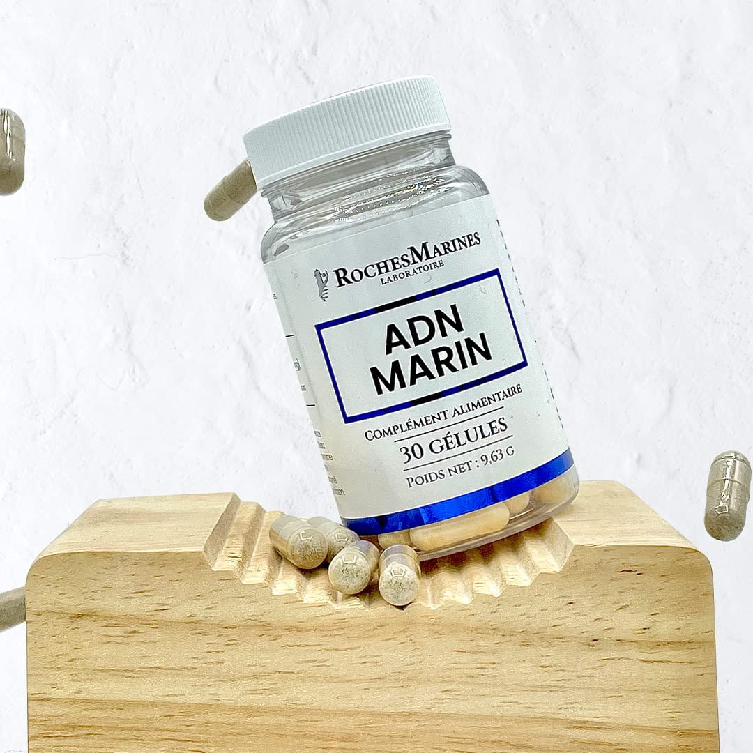 Roches Marines - Complément alimentaire ADN marin - Maintient la mémoire et la concentration - Soutien cérébral - Apport en acides aminés, phosphore, ADN marin - 30 gélules - Développé en France