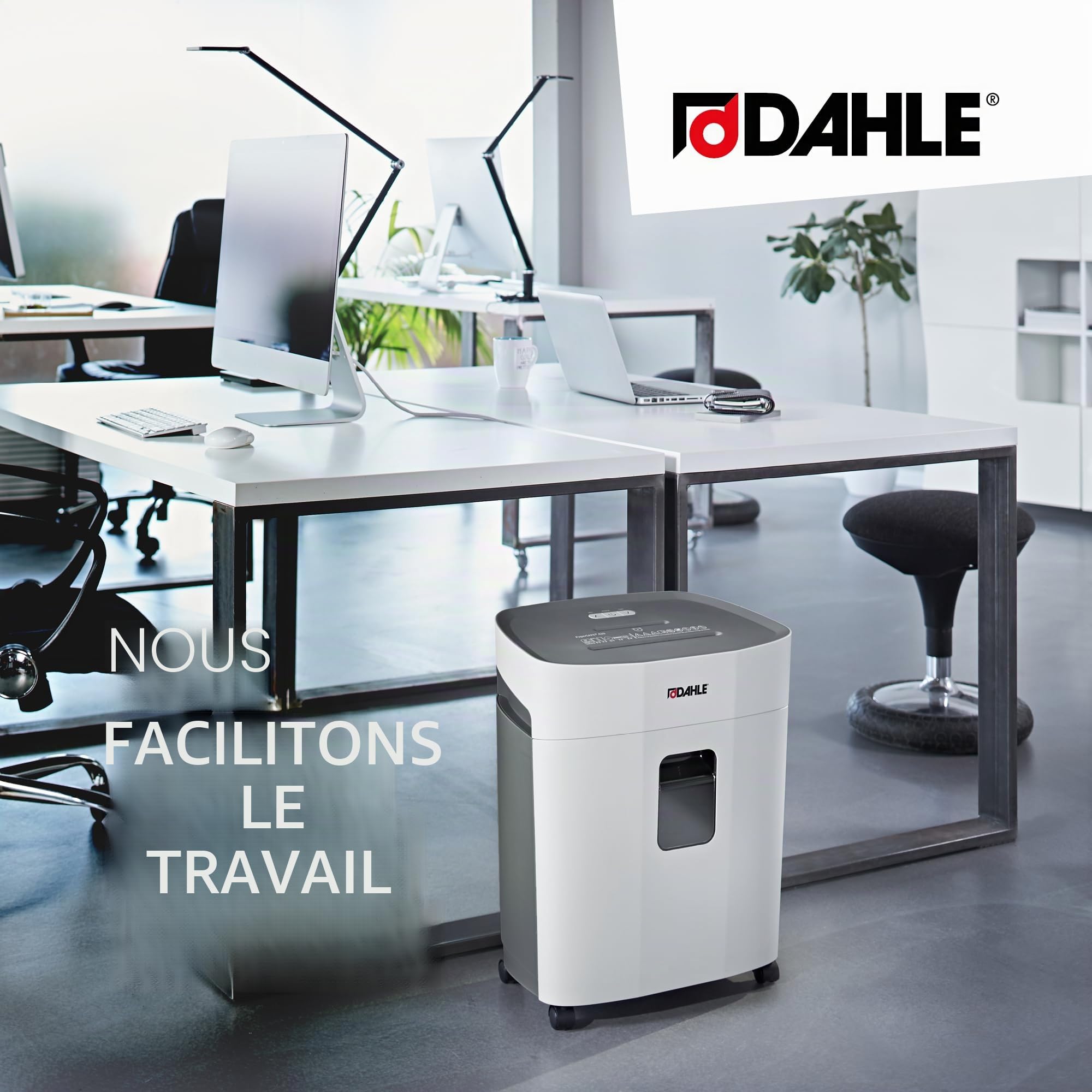 Dahle PaperSafe PS 240 Destructeur de documents (10 feuilles, niveau de sécurité P4, coupe croisée, sans huile et sans entretien, 25 l) Gris