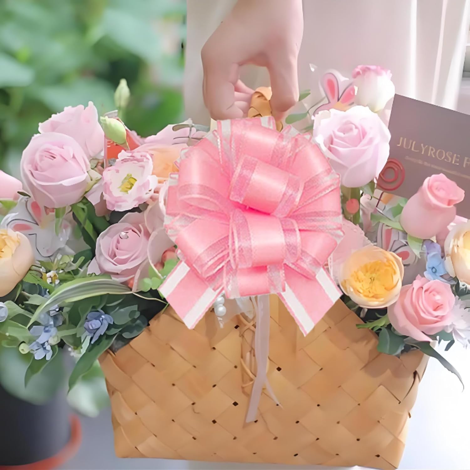 OZXCHIXU 20pcs Pull Bows Gift Wrapping Ribbon for Birthday Christmas Wedding Gift Boxes Baskets Valentine‘s Day Wrap Accessory for Gift Present Holiday Decor (Pink) - Image 5