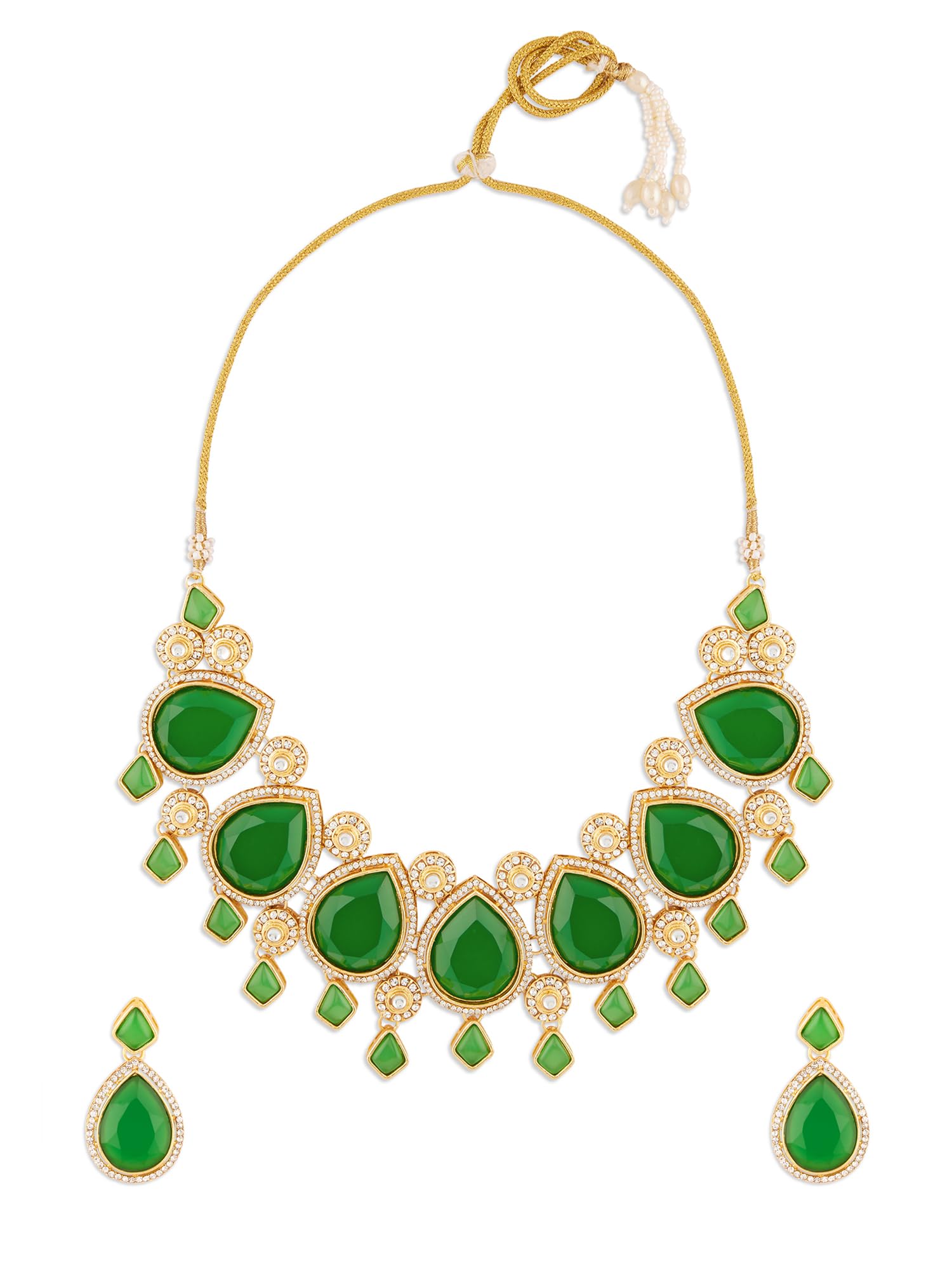 See full amazon price history chart for ZAVERI PEARLS Green Stones Austrian Diamonds Embellished Bridal Necklace & Earring Set For Women-ZPFK18072 ZAVERI PEARLS Green Stones Austrian Diamonds Embellished Bridal Necklace & Earring Set For Women-ZPFK18072 (B0D3D9W6WD) Amazon Price History, Amazon Price Tracker