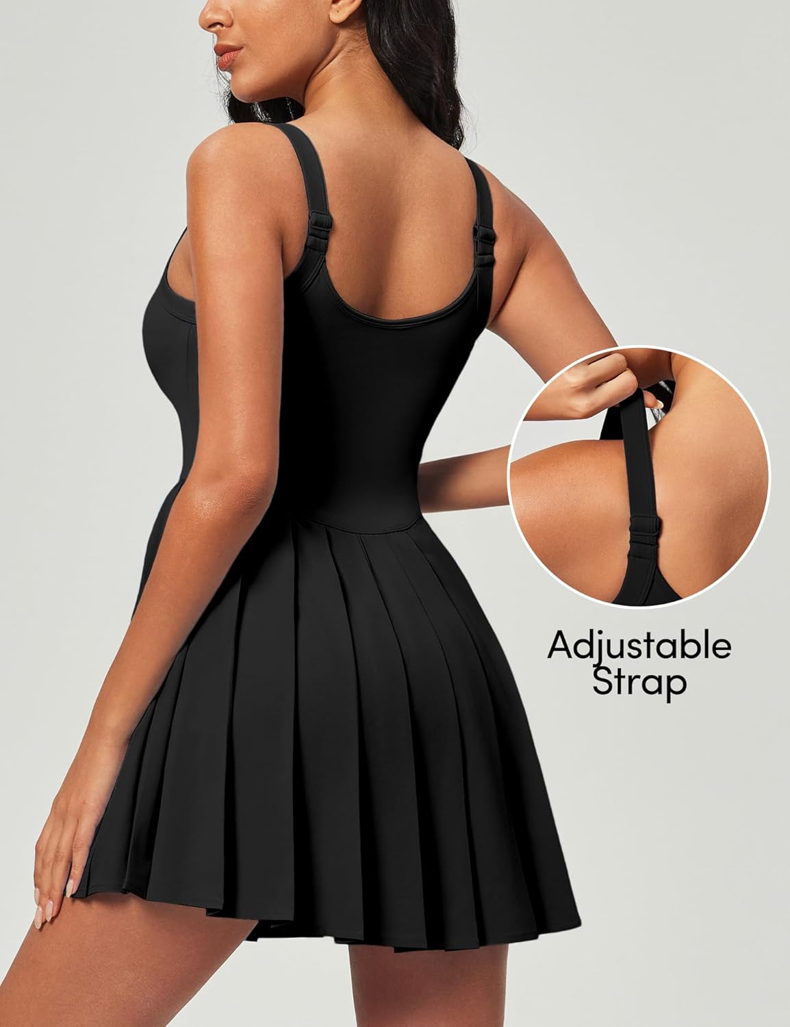 IUGA Tennis Dresses for Women with Shorts Easy Pezzy Athletic Dress for Women Adjustable Straps Workout Dress Removable Pads - Image 3