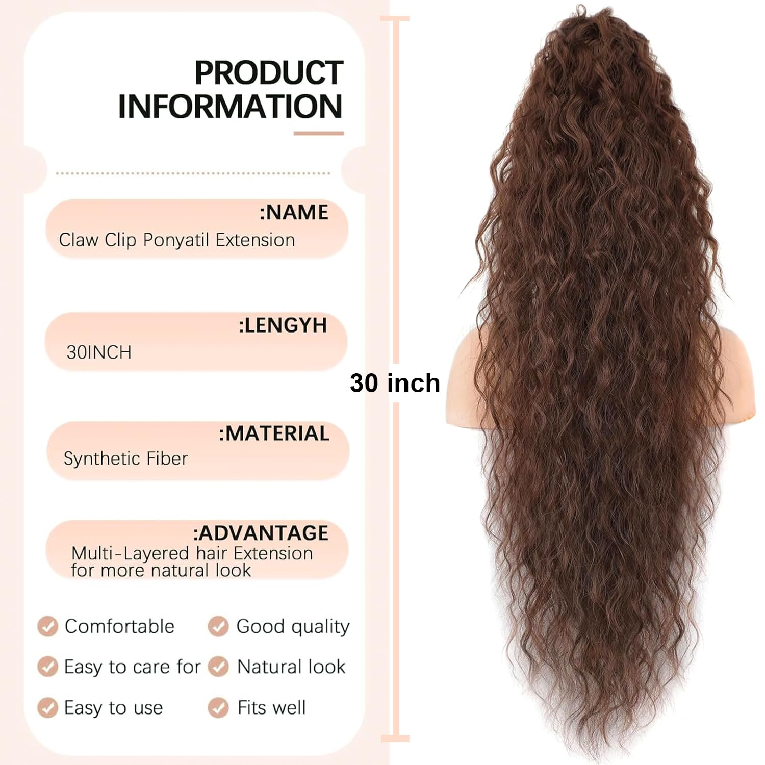 PORSMEER Claw Ponytail Hair Extension 30 inches - Image 4
