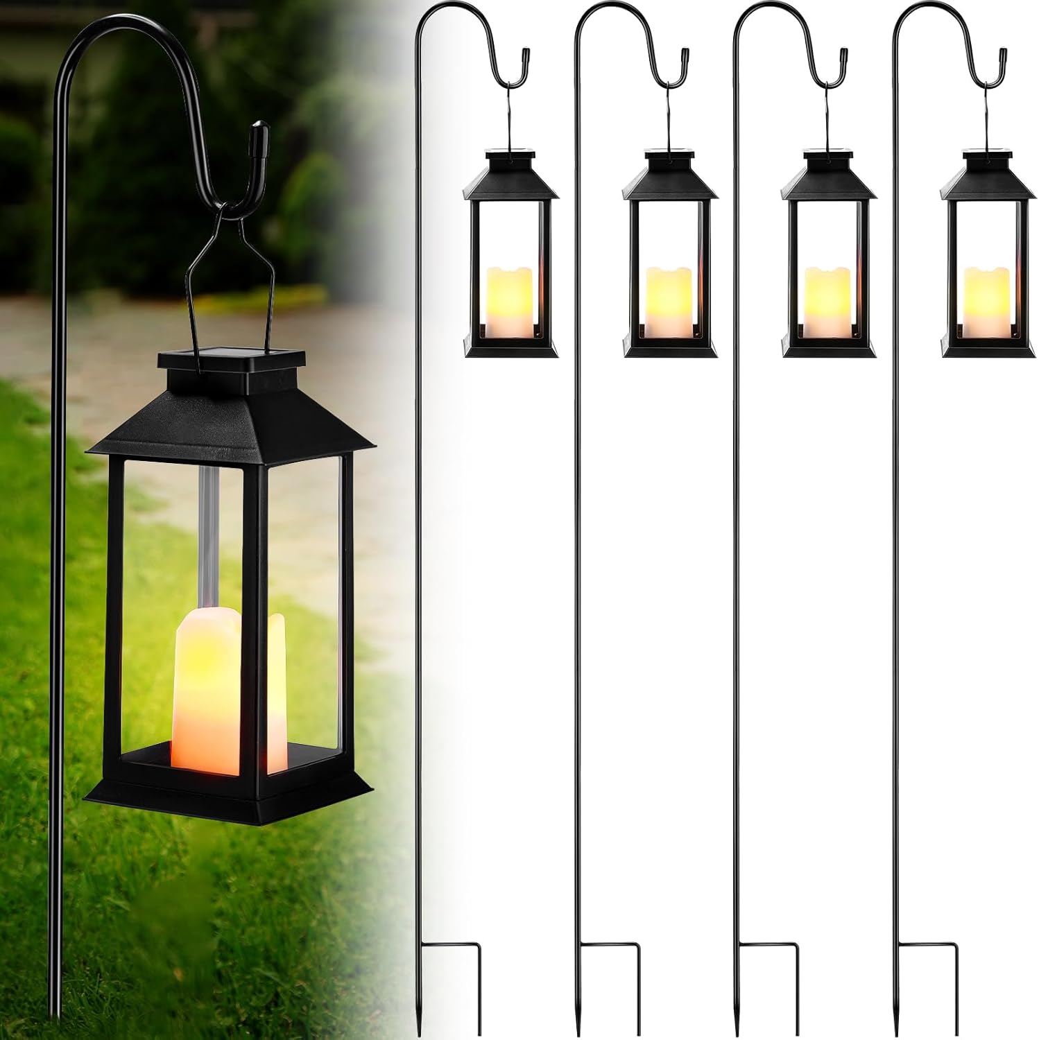 VIHOSE 6 Pcs Christmas Solar Lanterns Outdoor Lights Dancing Flame LED Hanging Mini Solar Lamps Waterproof 5'' X 3.5'' For Christmas Decorations Garden Yard Patio Porch Camping(Retro