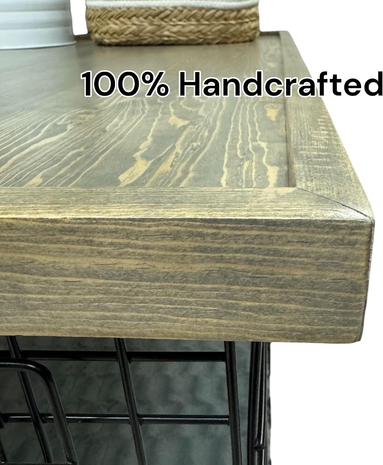 Handmade Hard Wood Kennel Topper with Safety Lip, Classic Gray Stain (28 X 43)