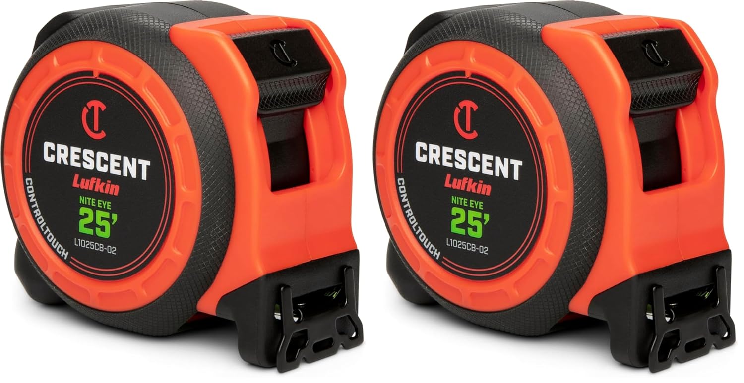 Lufkin 1-3/16 x 25' Command Control Series Black Clad Tape Measure - L1025CB-02 (Pack of 2)