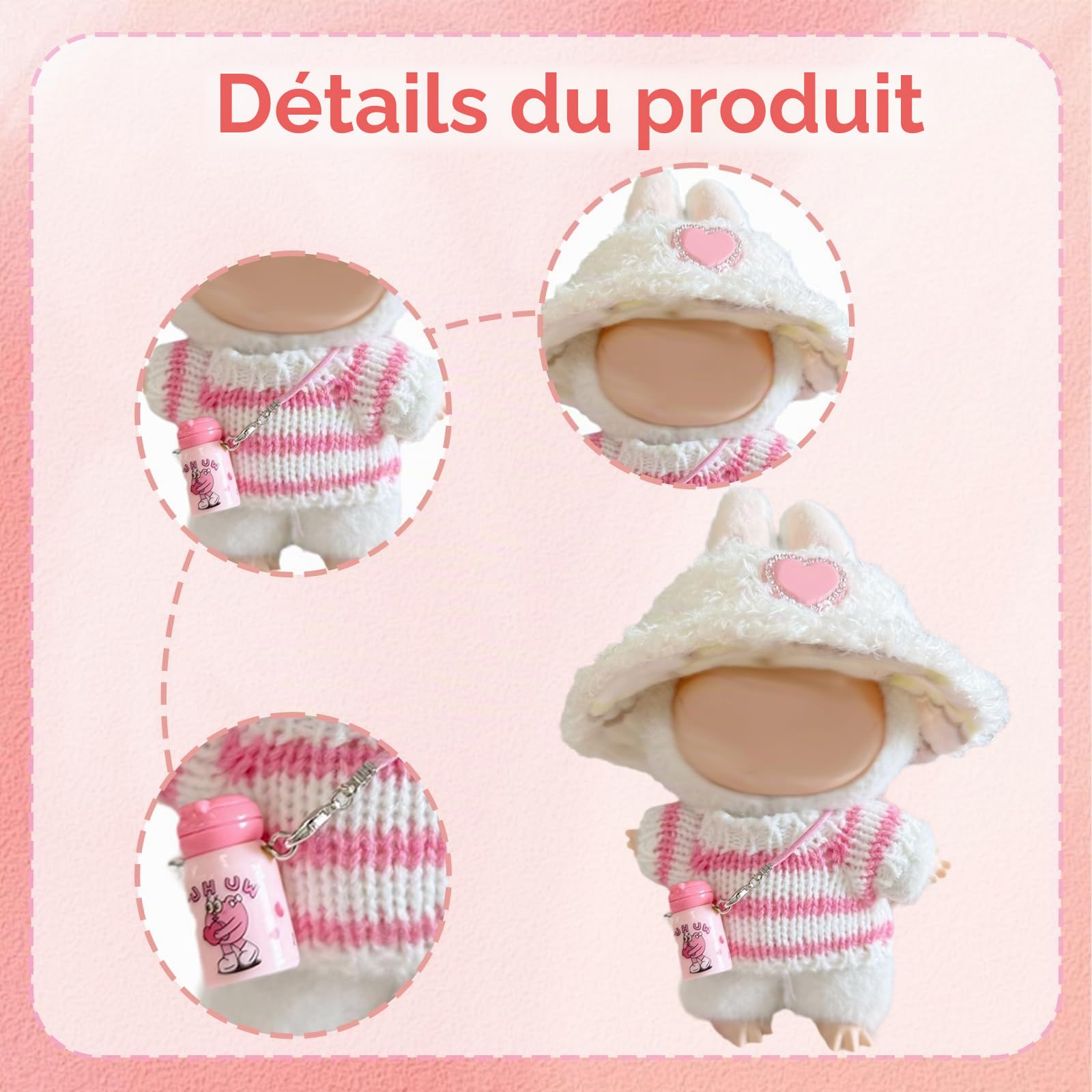 DDP | 6 mini poupées en peluche 3D cousues à la main, poupées lapin DDP | 6 mini poupées en peluche 3D cousues à la main, poupées lapin