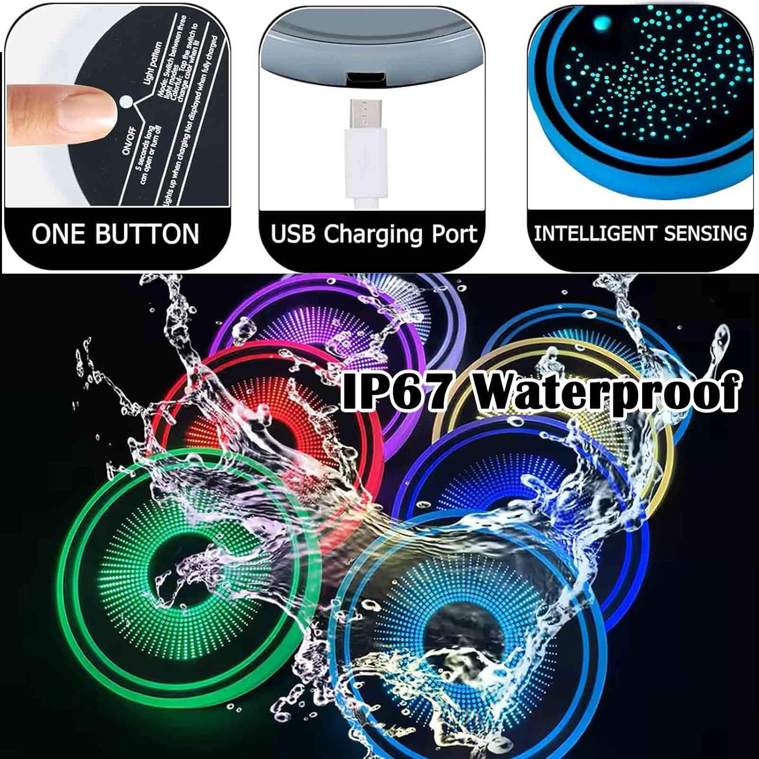 2PCS LED Car Cup Holder Lights, Light up Car Coasters for Cup Holders 7 Colors Changing USB Charging Mat Waterproof Cup Pad, Car Gifts for Men & Women - Image 6