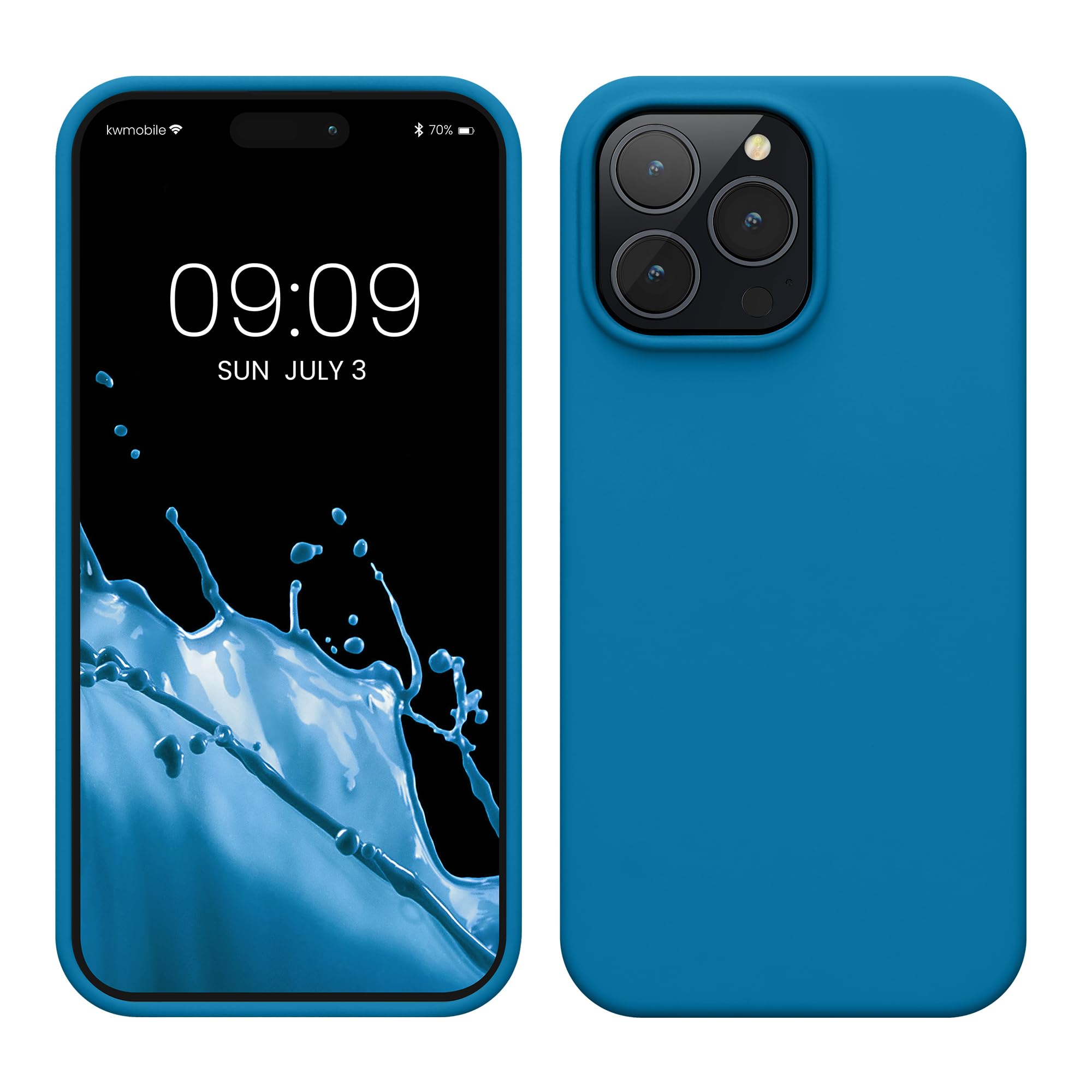 kwmobile Case for iPhone 14 Pro Max Case - Slim Soft TPU Silicone Cover - Works with Wireless Charging - Caribbean Blue