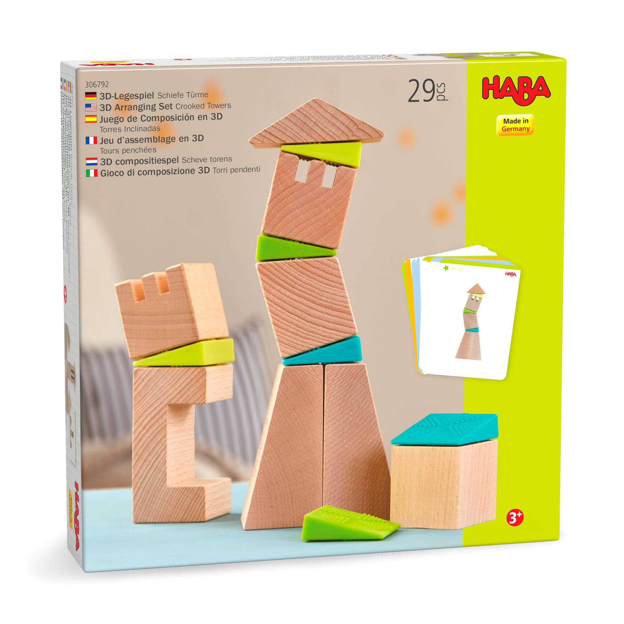 HABA Creative Bricks Building Blocks with Wedges | Colourful Wooden Shapes for Imaginative Crooked Towers | Early Construction Toy for Toddlers | Open-Ended Creative Play for Ages 18 Months and Up