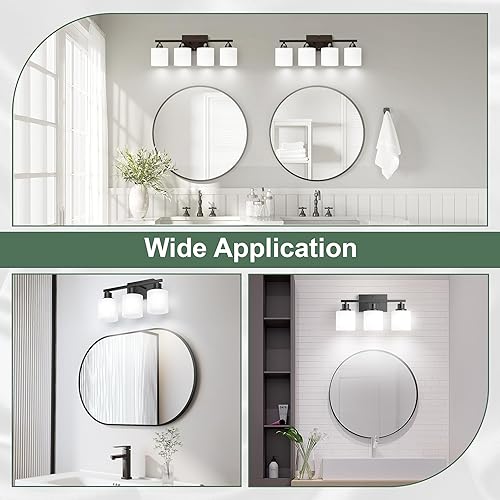 Miniatura 5 de Luces de baño negras sobre espejo, lámpara de tocador antioxidante para baño, lámpara de pared moderna de 3 luces para sala de estar, base E26