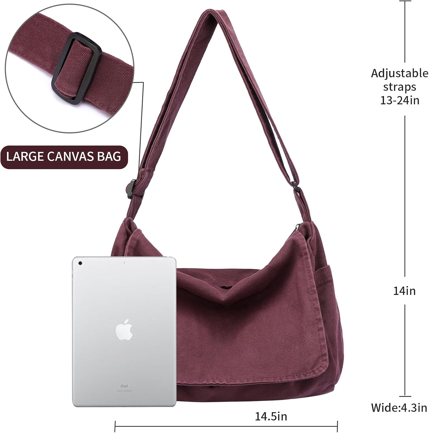 Canvas Messenger Bag for Women Men Vintage Satchel Bag Aesthetic Crossbody Shoulder Bag Casual Sling Bag