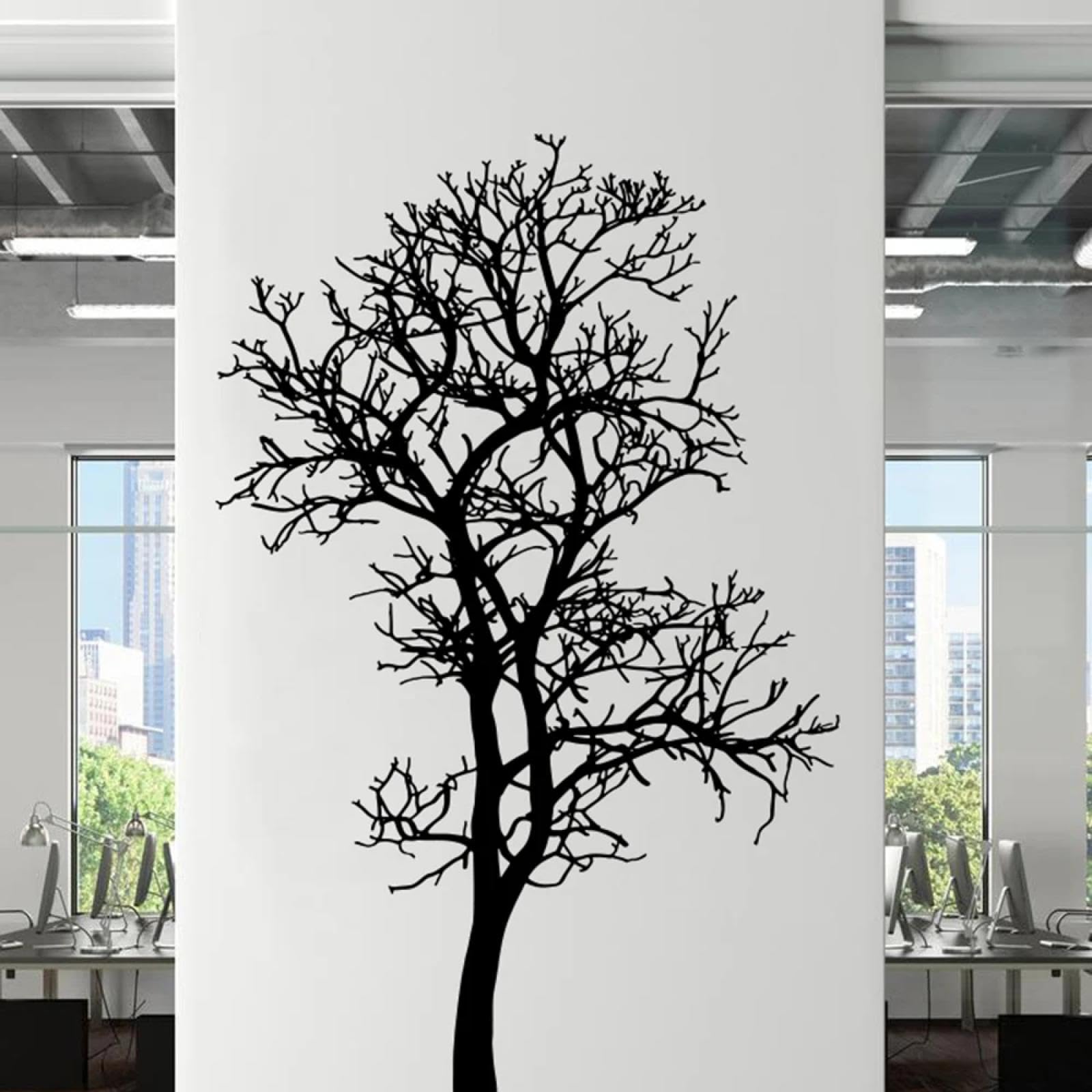 YOUOUSI Jungle Forest Animal Wall Decal Winter Tree Branch Wall Decal Office Children's Room Bedroom Vinyl Decal