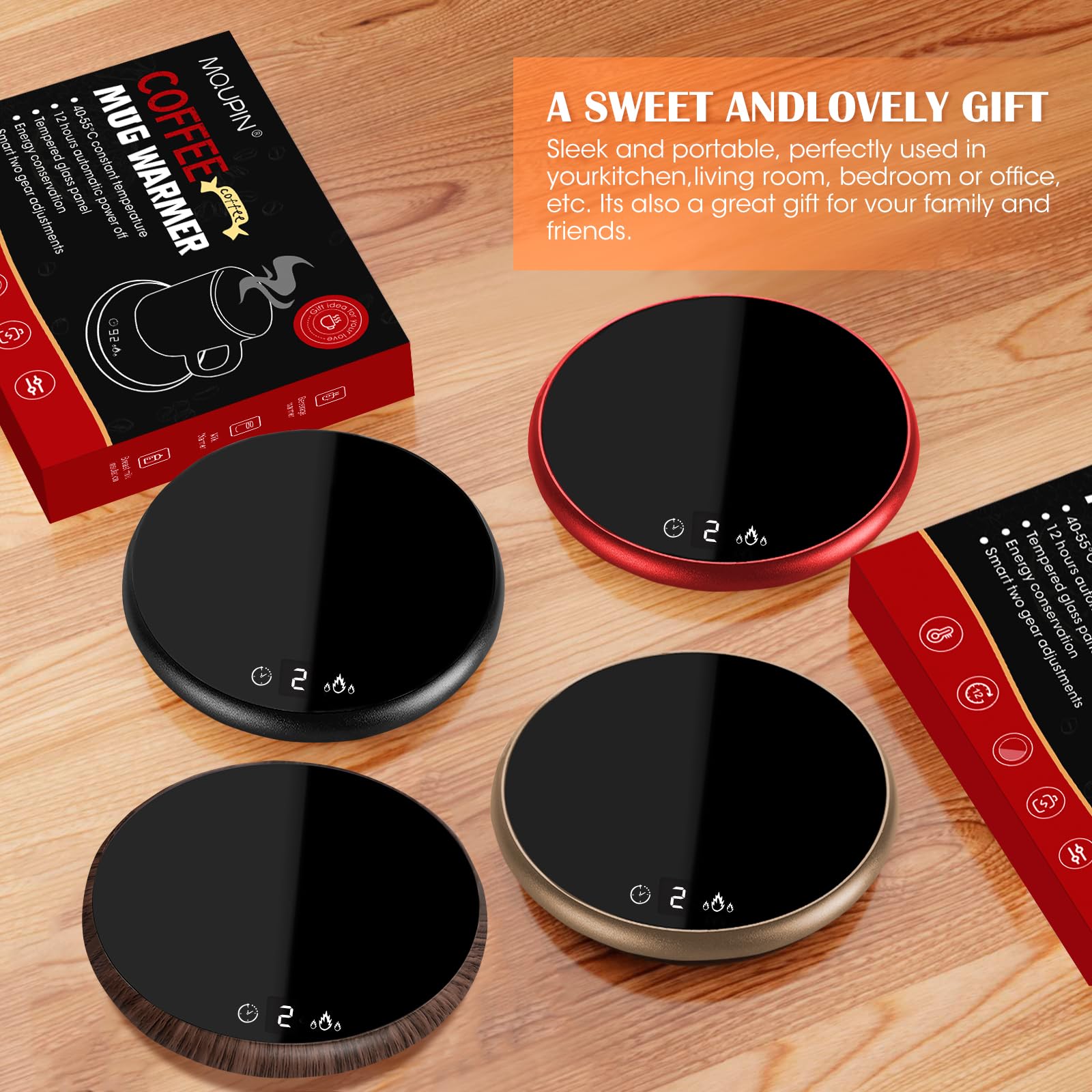 Podgrzewacz do filiżanek do kawy, elektryczny inteligentny podgrzewacz do kubków z technologią dotykową i podświetleniem LED, podgrzewacz kawy do domowego biura, USB