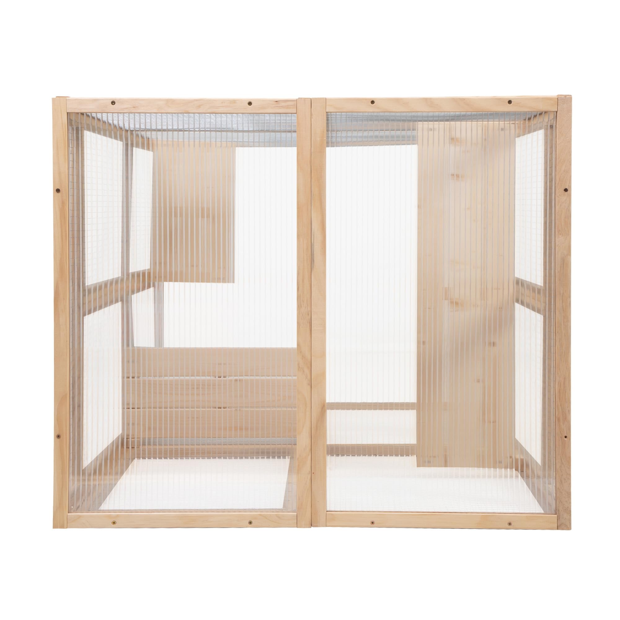 Recinto para gatos de 100 × 85 × 162 cm, resistente a la intemperie, para exteriores, casa para gatos Catio para balcón y jardín, recinto de madera con toldo, 3 niveles y hamaca