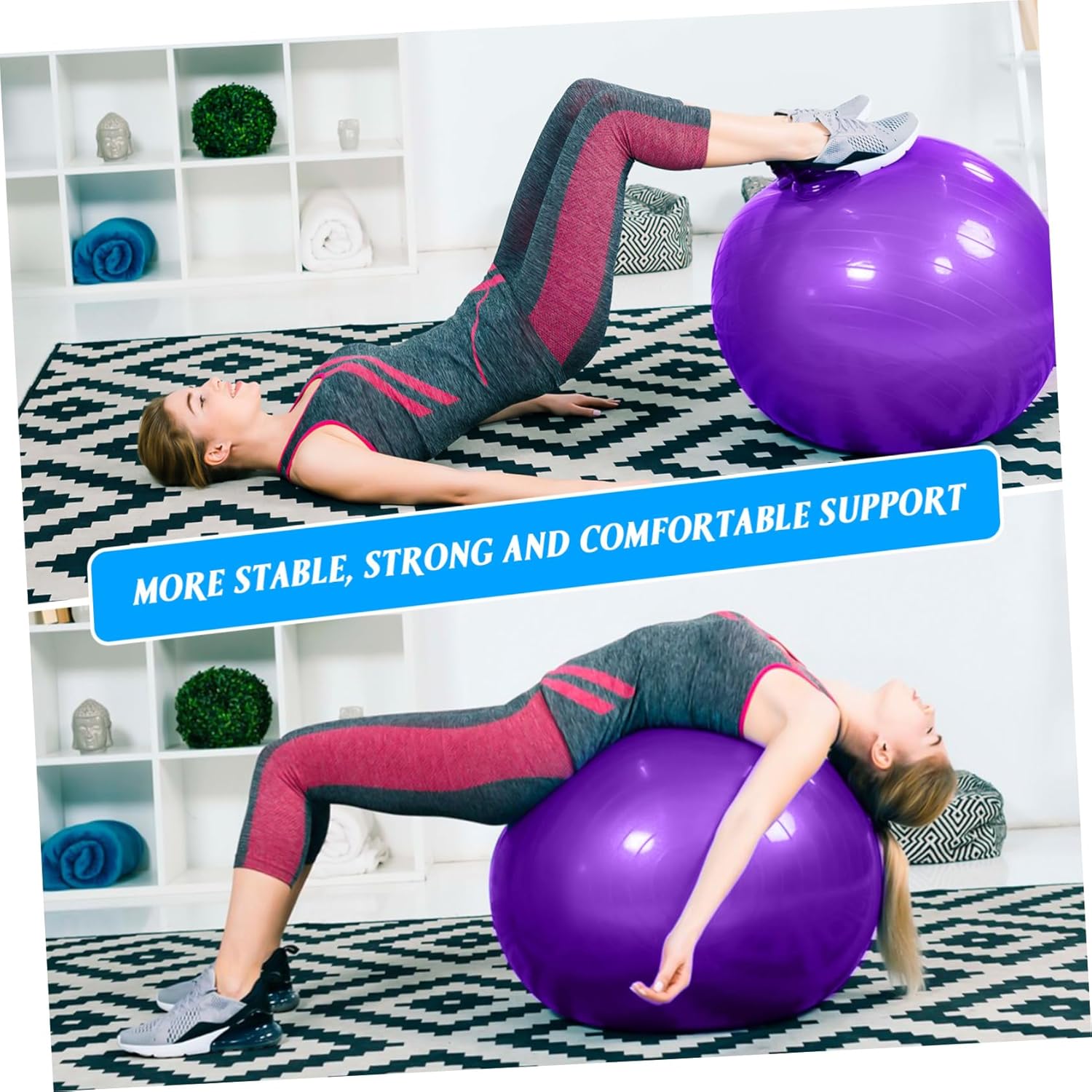 Yoga Ball for Exercise Stability Ball Thickened PVC Reusable Easy Inflation Pump
