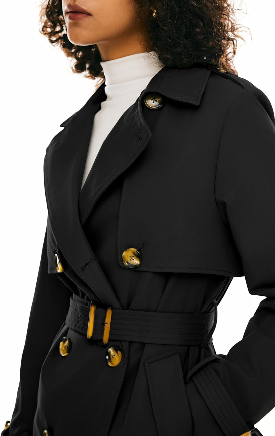 Orolay Women's 3/4 Length Double Breasted Trench Coat Lapel Jacket with Belt - Image 3