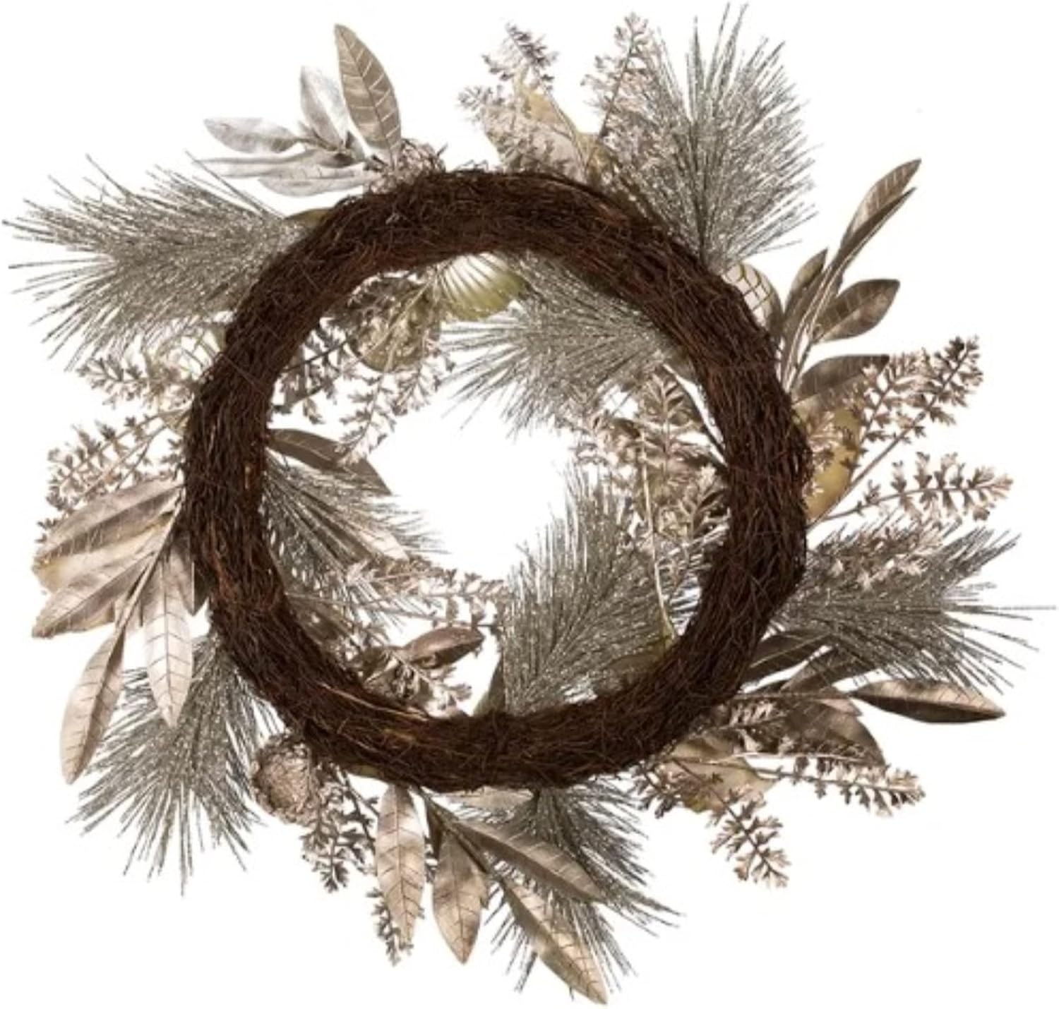 24-Inch Silver and Gold Champagne Rattan Wreath