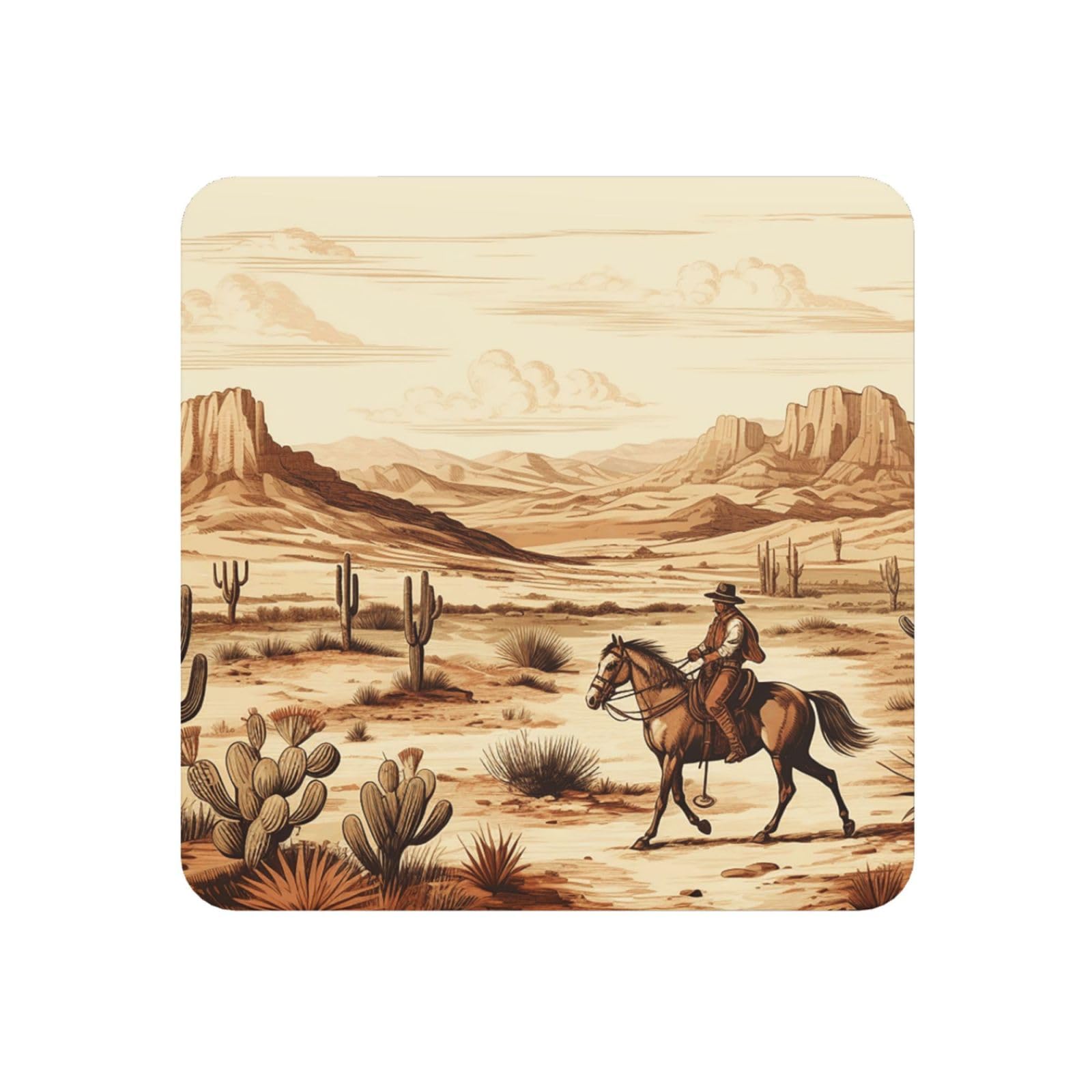 Fodpand Square West Desert Cactus With Cowboys Riding Horses Fridge Magnets, Strong Small Refrigerator Magnets Decorative Magnets For Kitchen Fridge Office Locker - Funny Magnetic Stickers Birthday Gifts