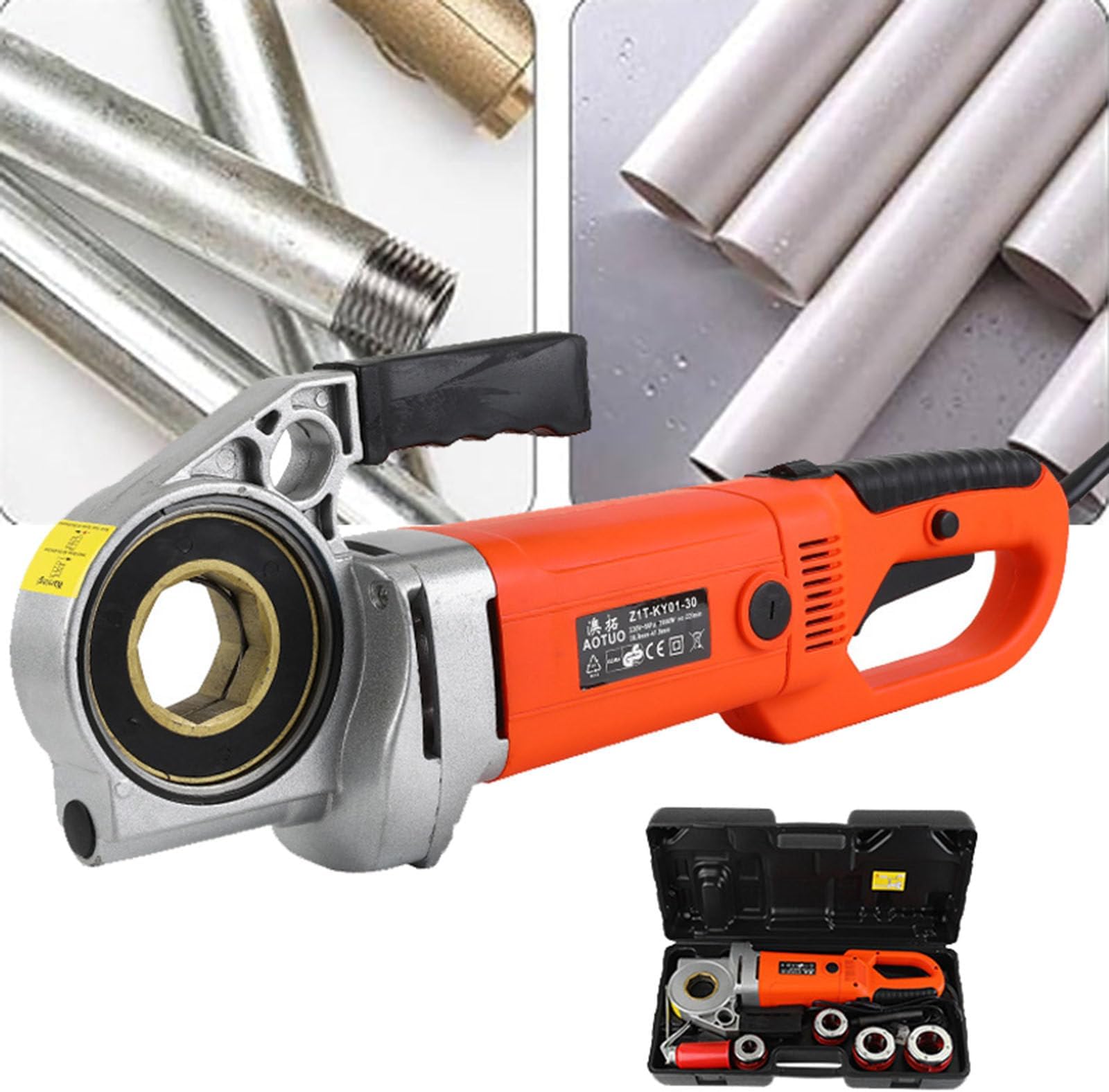 Pipe Threader,Electric Pipe Threader Kit Electric Pipe Threader Machine Hand Held Electric Pipe Threader Set Threading Kit 2000W/2300W (4heads)