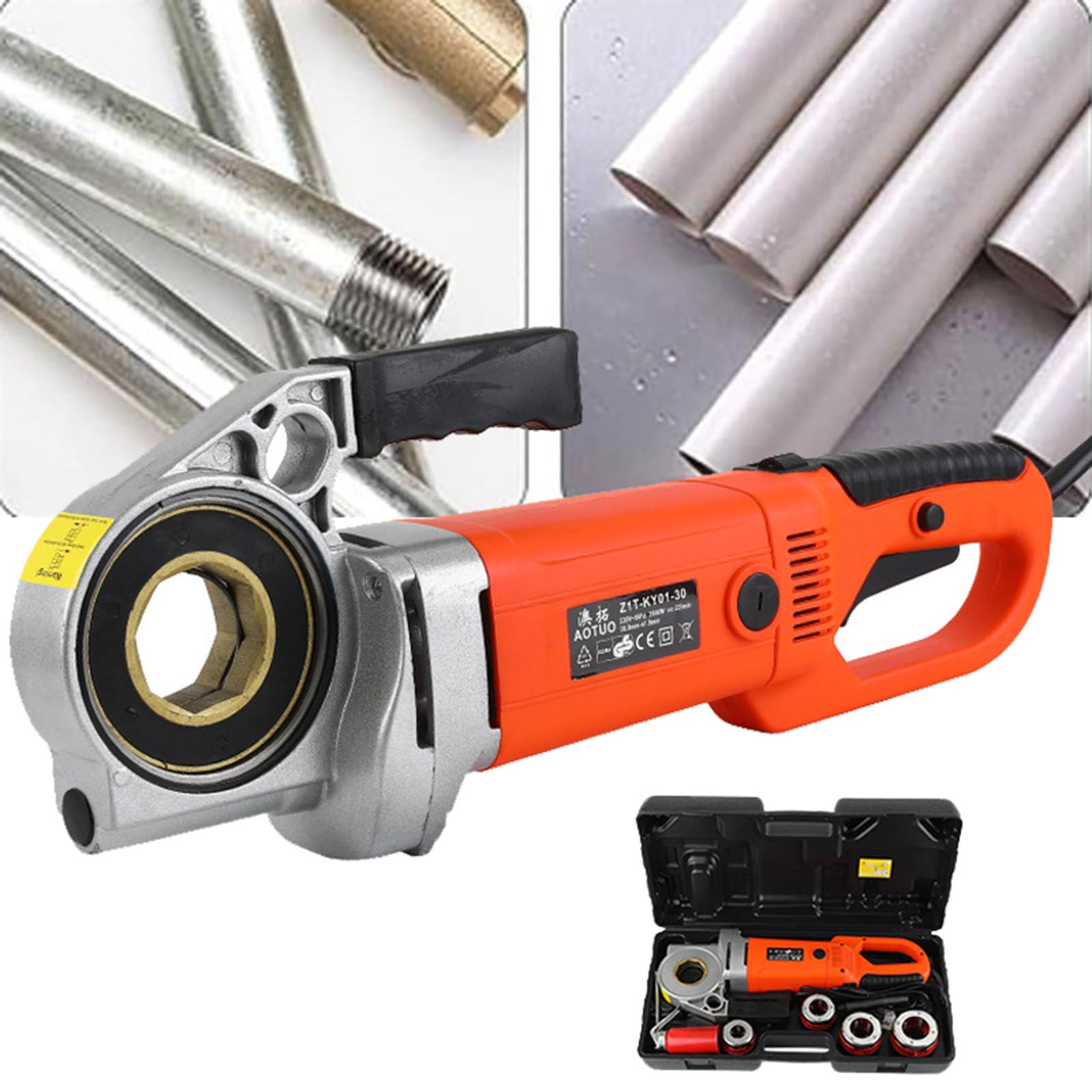 Pipe Threader,Electric Pipe Threader Kit Electric Pipe Threader Machine Hand Held Electric Pipe Threader Set Threading Kit 2000W/2300W (4heads)