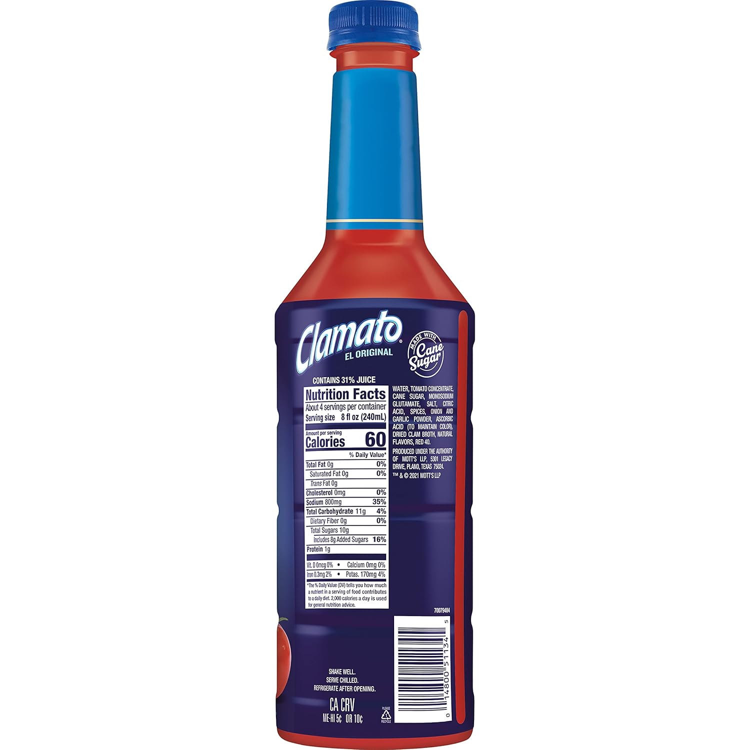 Clamato Original Tomato Cocktail, 1 L bottle (Pack of 6), Flavored With Tomato Juice & Spices, Perfect Mixer for the Authentic Michelada, Bloody Mary Drinks, and Seafood Cocktail