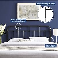 Vista 6 de Modway Alessia - Cabecera metálica estilo rústico y moderno, tamaño individual, color negro