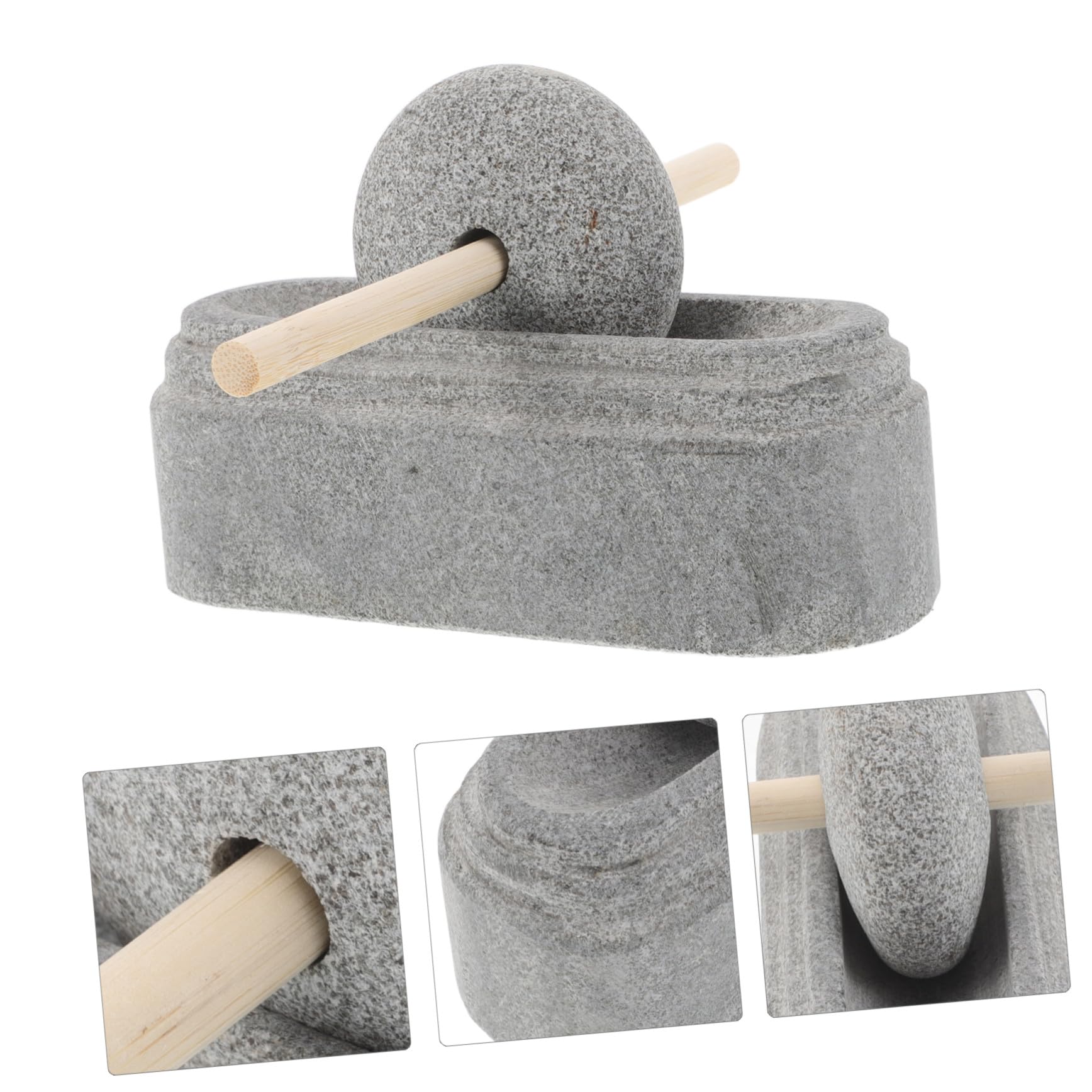 SOLUSTRE Naturstein Mörser Und Stößel Aus Stein 15cm Manuelles Mahlwerkzeug Geräuschlose Für Heilkräuter Und Gewürze