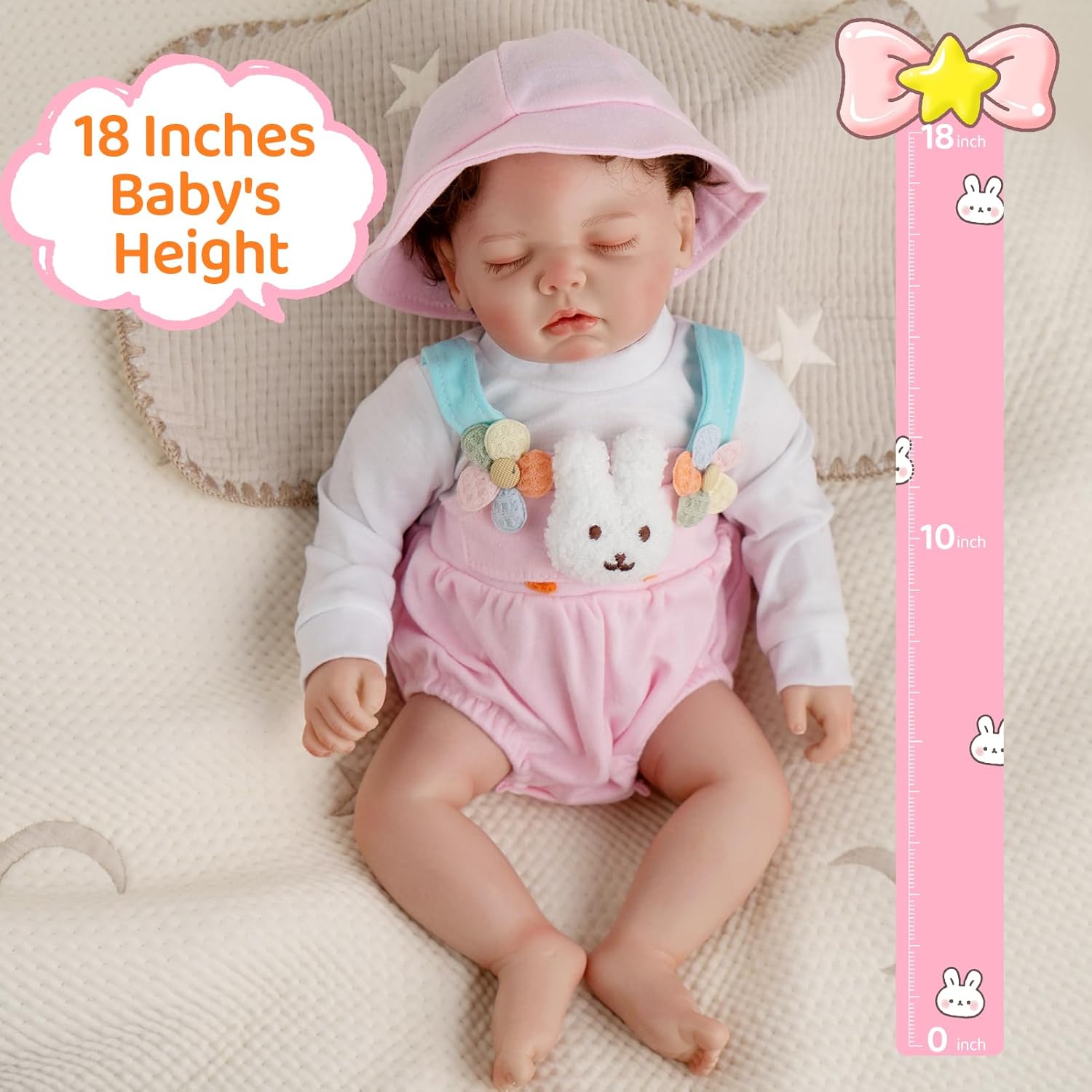 Jirachi Reborn Baby Dolls, 18 Inch Realistic Sleeping Newborn Baby Dolls Girl, Lifelike Cute Soft Real Life Body with Toy Accessories for 3+ Years Old Kids Gifts