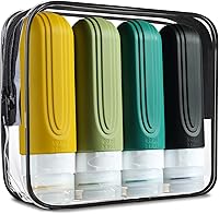 Vista 31 de Botellas de viaje para artículos de aseo personal, contenedores de tamaño de viaje aprobados por la TSA de 3 oz, sin BPA, a prueba de fugas