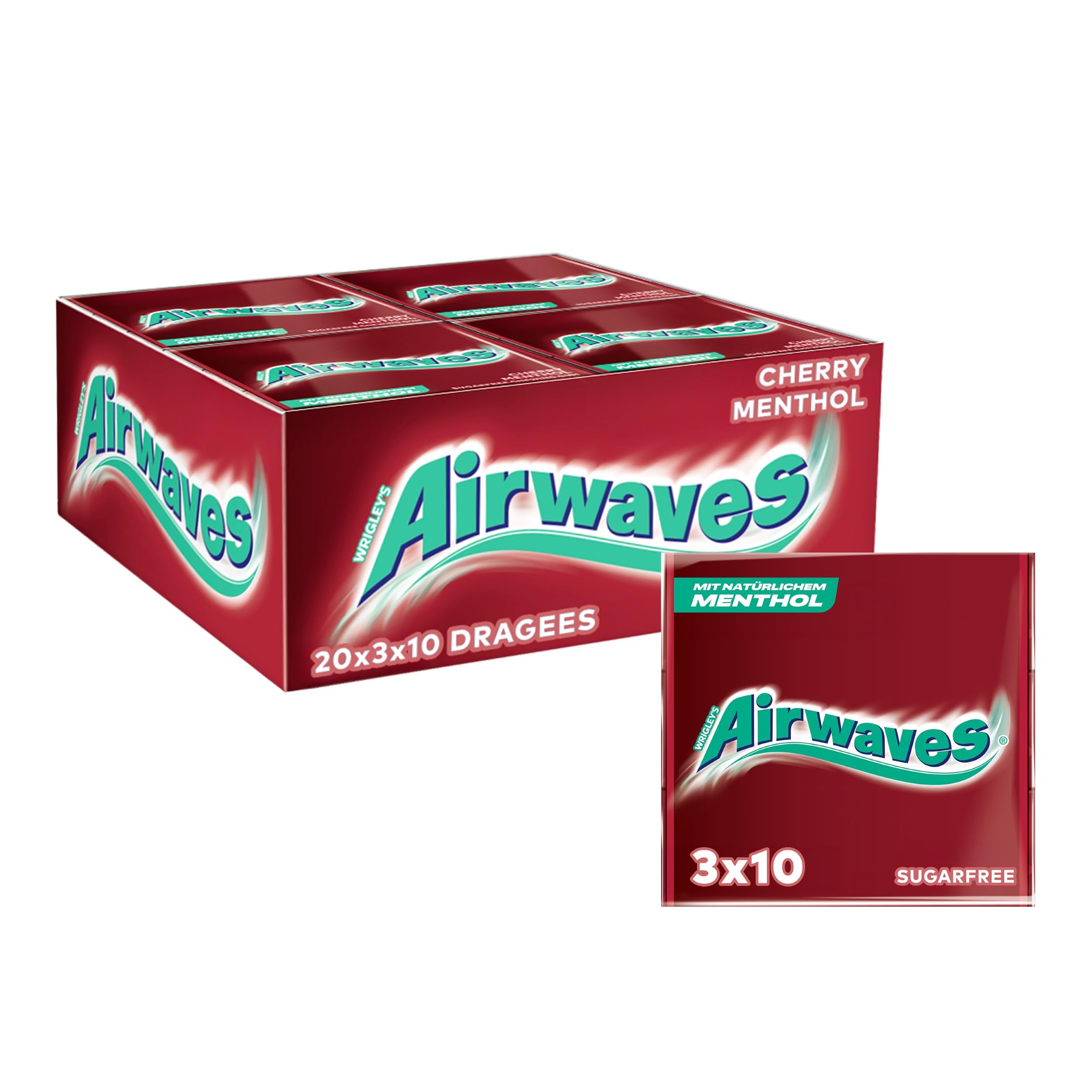Airwaves Kaugummi Cherry Menthol 20 x 3 x 10 Dragees
