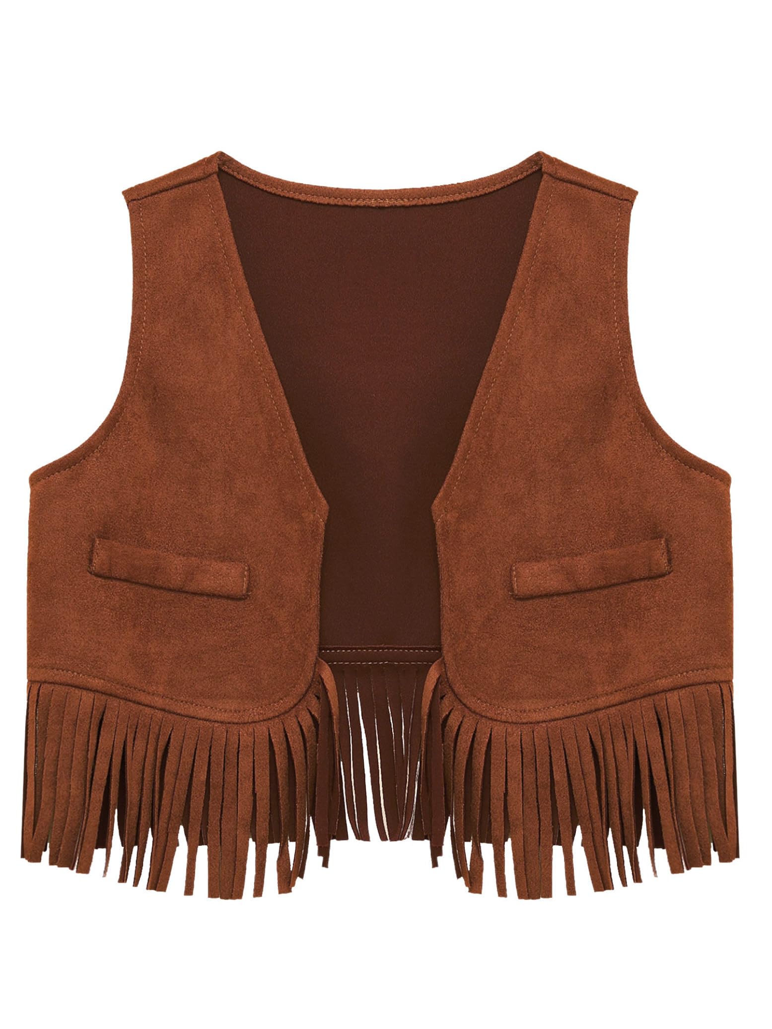 Hedmy Baby Weste Cowboy Western Wildleder Jacke Fransen Top Oberteil für Halloween Weihnachten Fasching Party