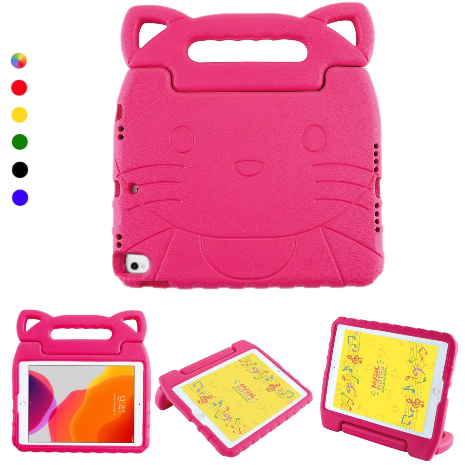 Case for iPad Air 5th / 4th Generation 10.9" 2022 2202 Kids case Pro 11 Inch 2022/2021/2020/2018 Shockproof Light Weight Handle Stand Rose Red case