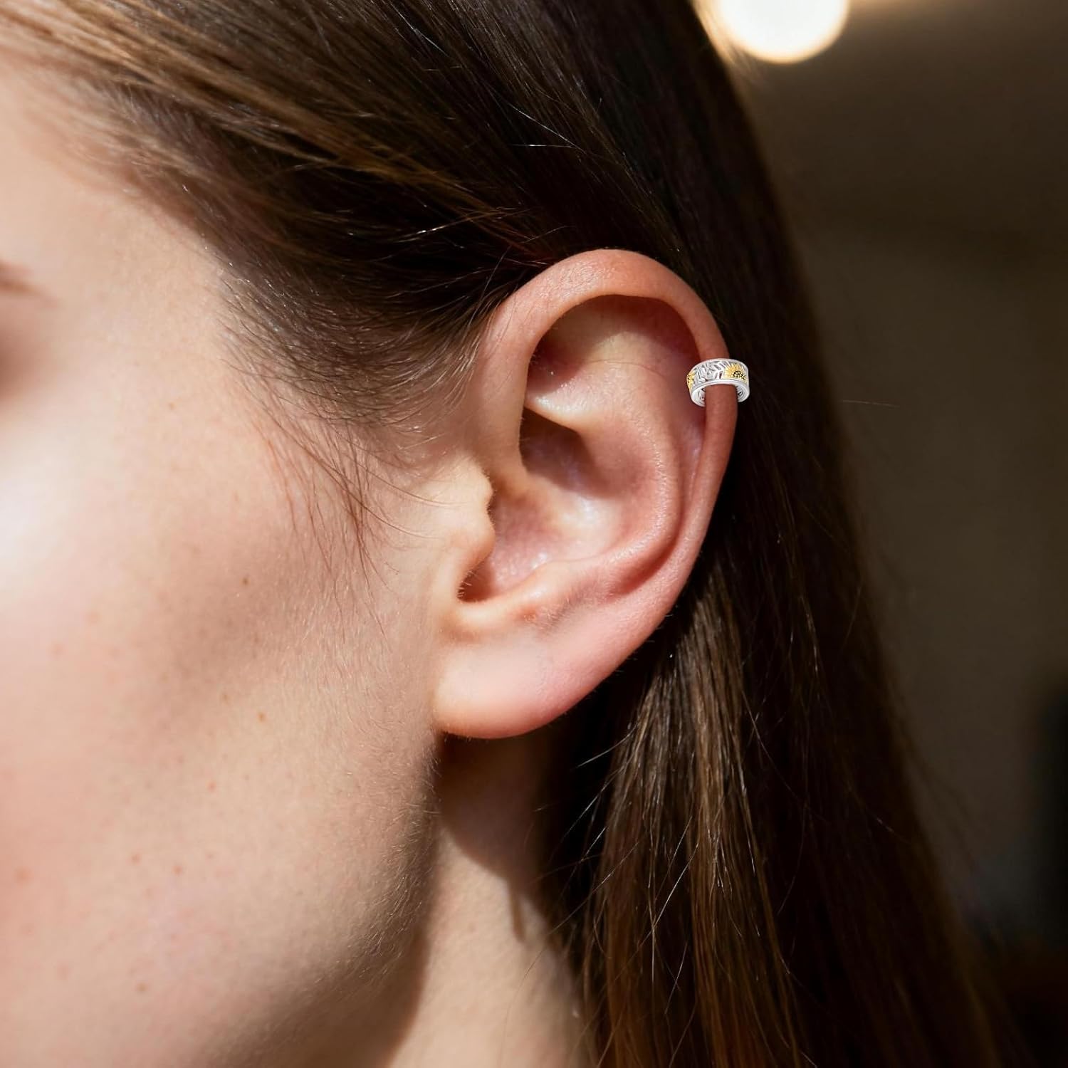 POPLYKE Sunflower Cuff Earrings for Women Sterling Silver Sunflower Cuff Earrings Jewelry Gifts - Image 4