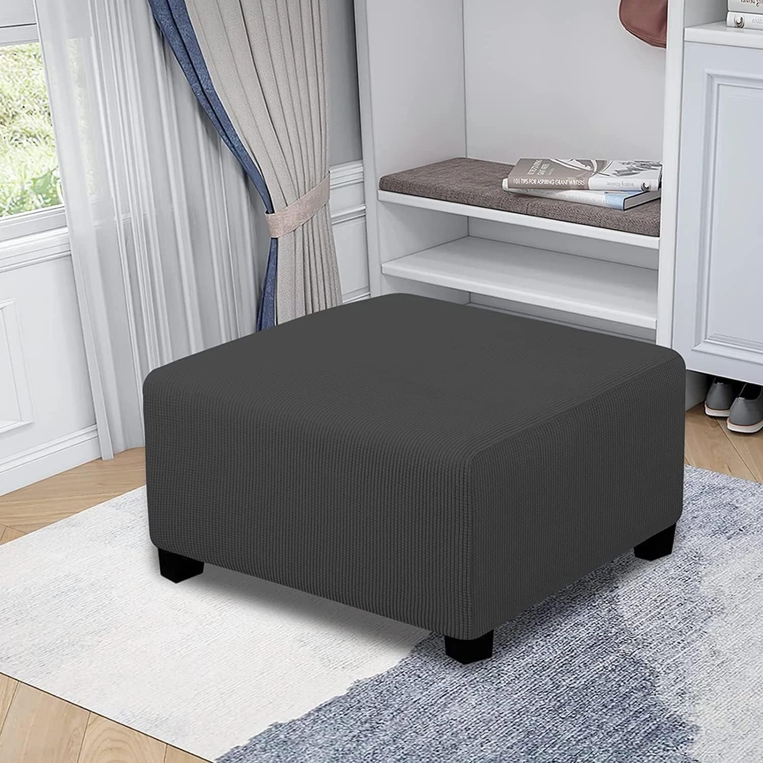 Stretch Ottoman Cover Square 24 X 24/38x38/40 X 40 Inches XLarge Ottoman Slipcovers Furniture Protector Folding Storage Stool Furniture Protector Soft Slipcover with Elastic Bottom