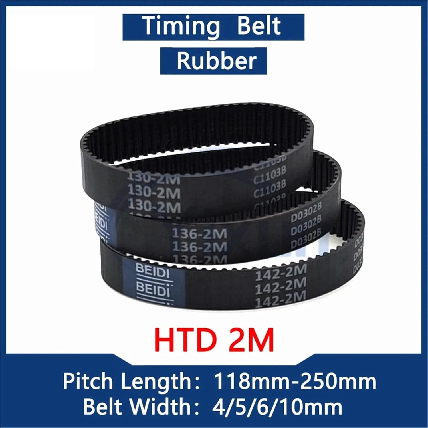 2M Closed Timing Belt Length 118 120 126 130 136mm Width 4/5/6/10mm 2M Rubber Vacuum Cleaner Drive Belt(128mm-2M-(64 Teeth),1PC_6MM)